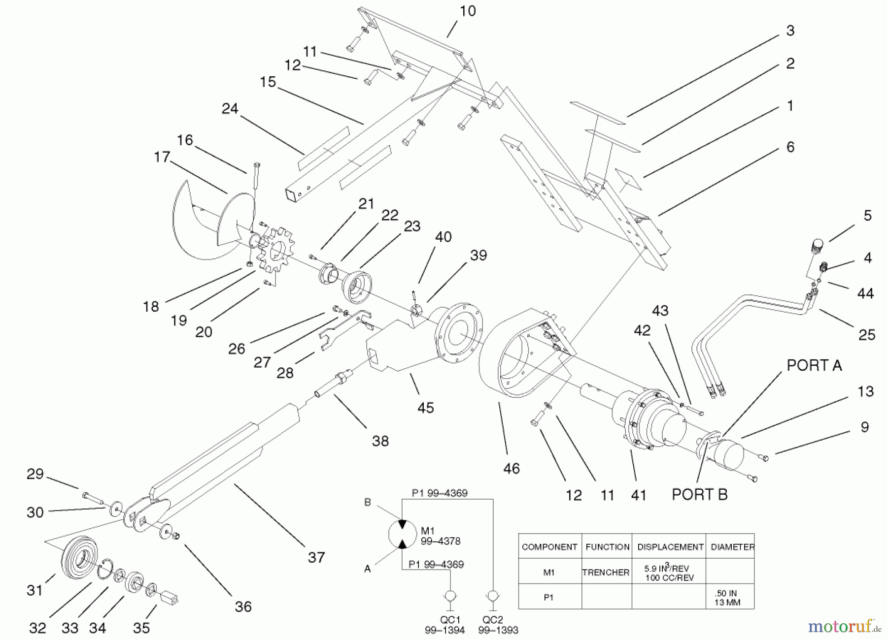  Compact Utility Attachments 22447 - Toro Trencher Head, Dingo Compact Utility Loader (SN: 990001 - 999999) (1999) TRENCHER ASSEMBLY