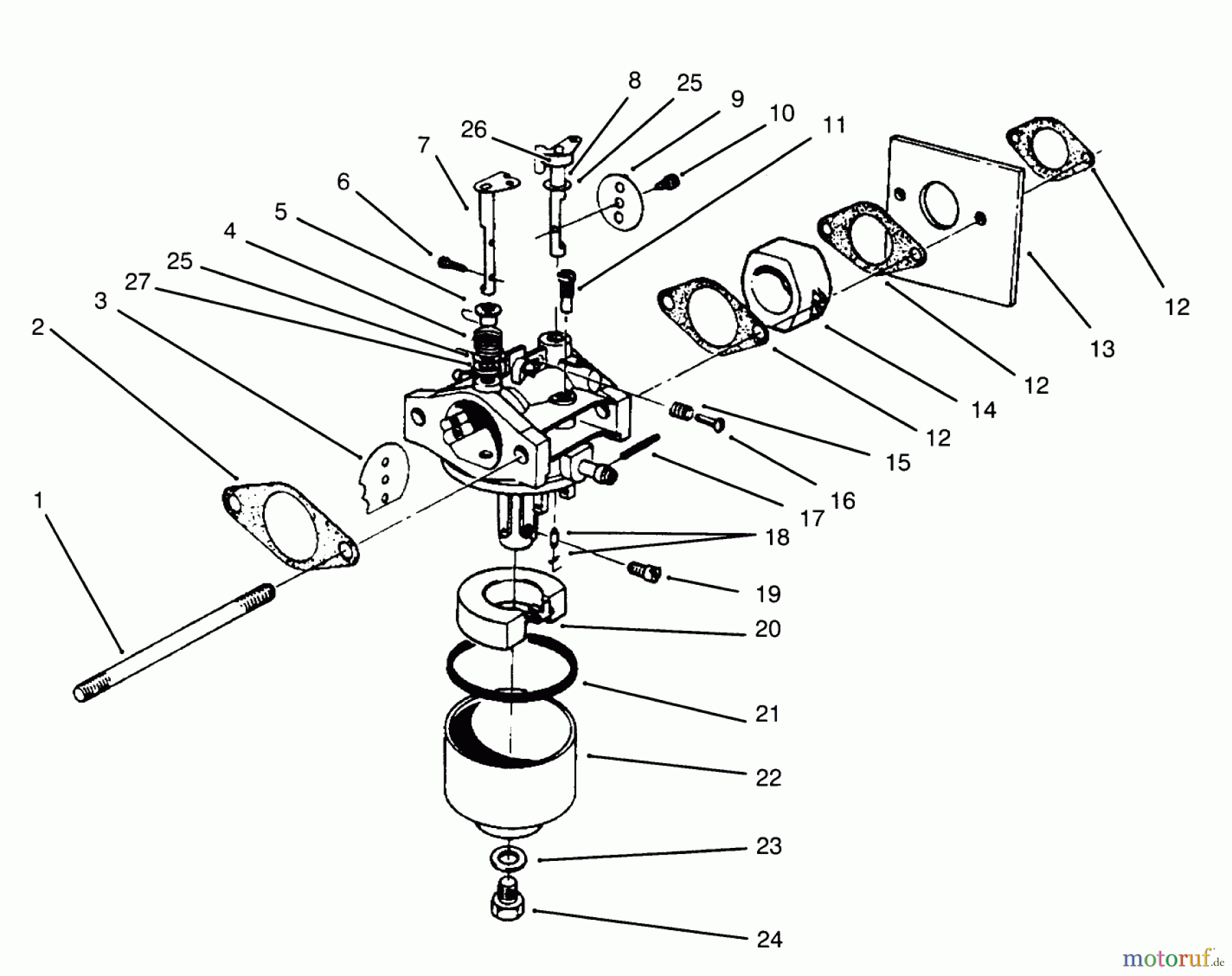  Rasenmäher 22700BC - Toro Walk-Behind Mower (SN: 5900001 - 5999999) (1995) CARBURETOR ASSEMBLY (MODEL NO. 47PR4-3)