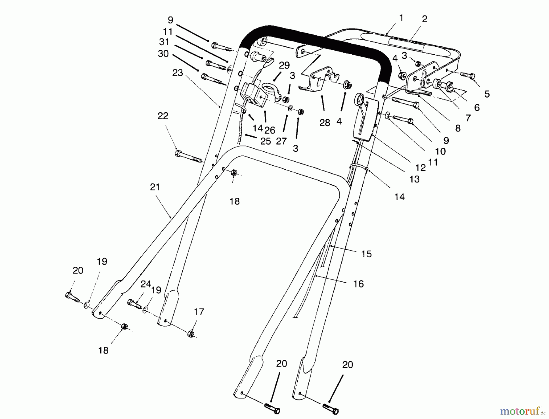  Rasenmäher 22700BC - Toro Walk-Behind Mower (SN: 5900001 - 5999999) (1995) HANDLE ASSEMBLY