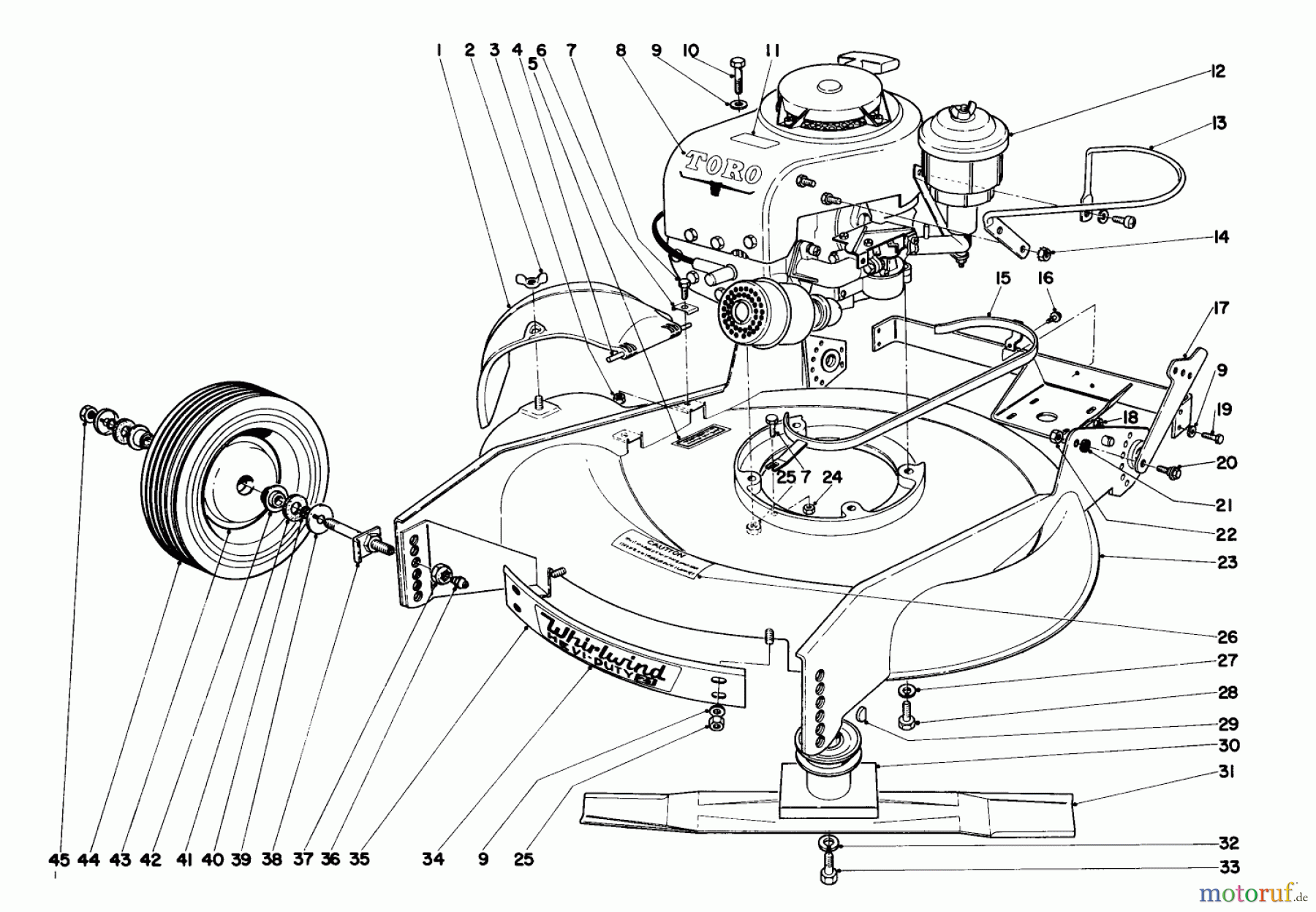  Rasenmäher 23000 - Toro Whirlwind Walk-Behind Mower (SN: 9000001 - 9999999) (1969) HOUSING ASSEMBLY S. P. MODEL