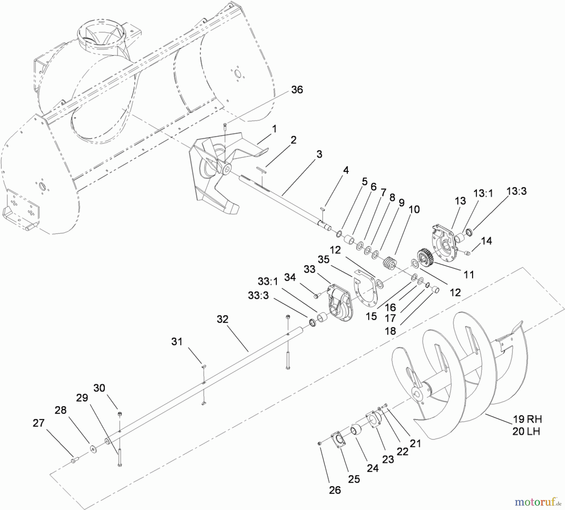  Compact Utility Attachments 22456 - Toro Snowthrower, Dingo Compact Utility Loader (SN: 312000001 - 312999999) (2013) AUGER AND GEARCASE ASSEMBLY