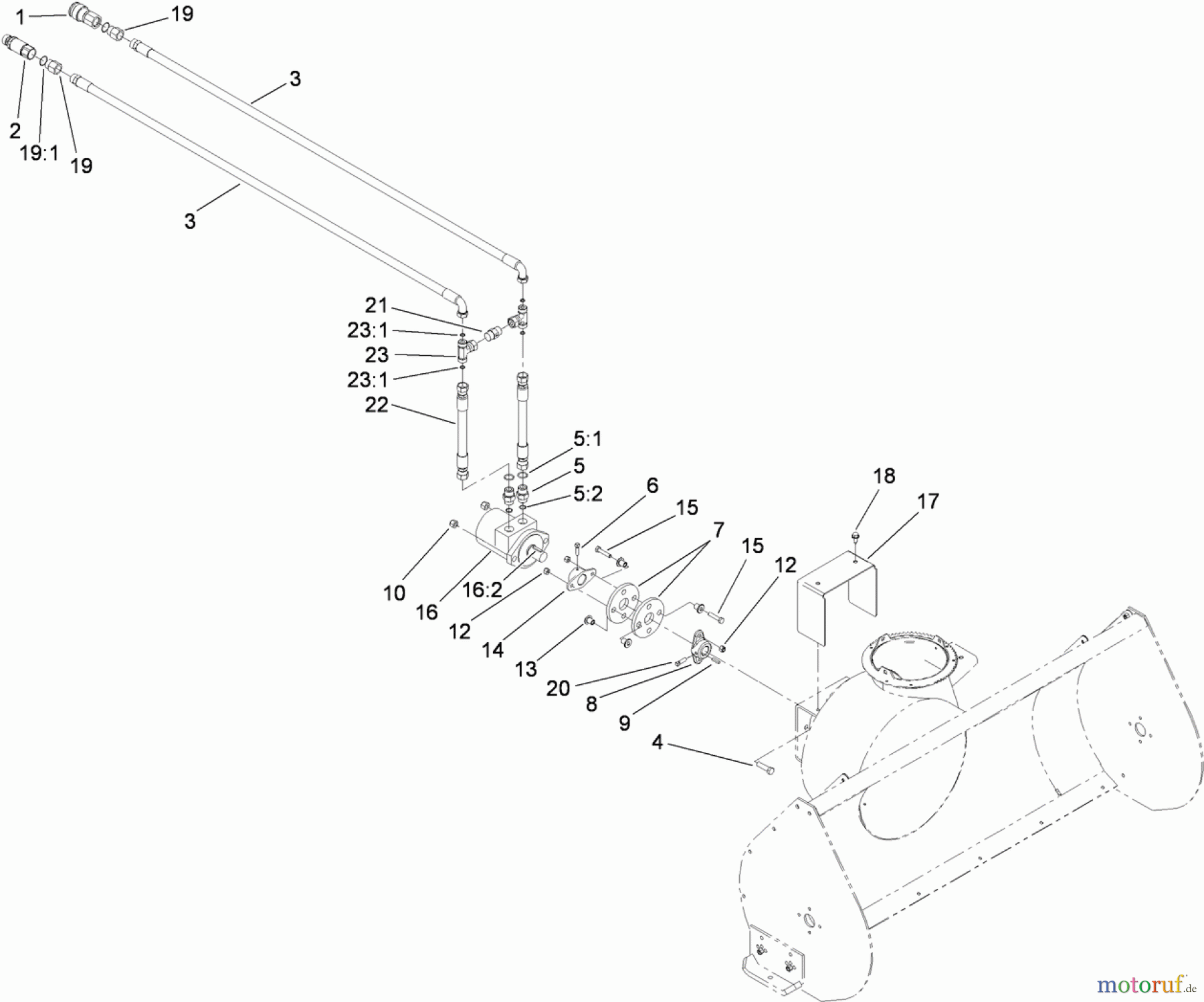  Compact Utility Attachments 22456 - Toro Snowthrower, Dingo Compact Utility Loader (SN: 311000001 - 311999999) (2011) HYDRAULIC HOSE AND MOTOR ASSEMBLY