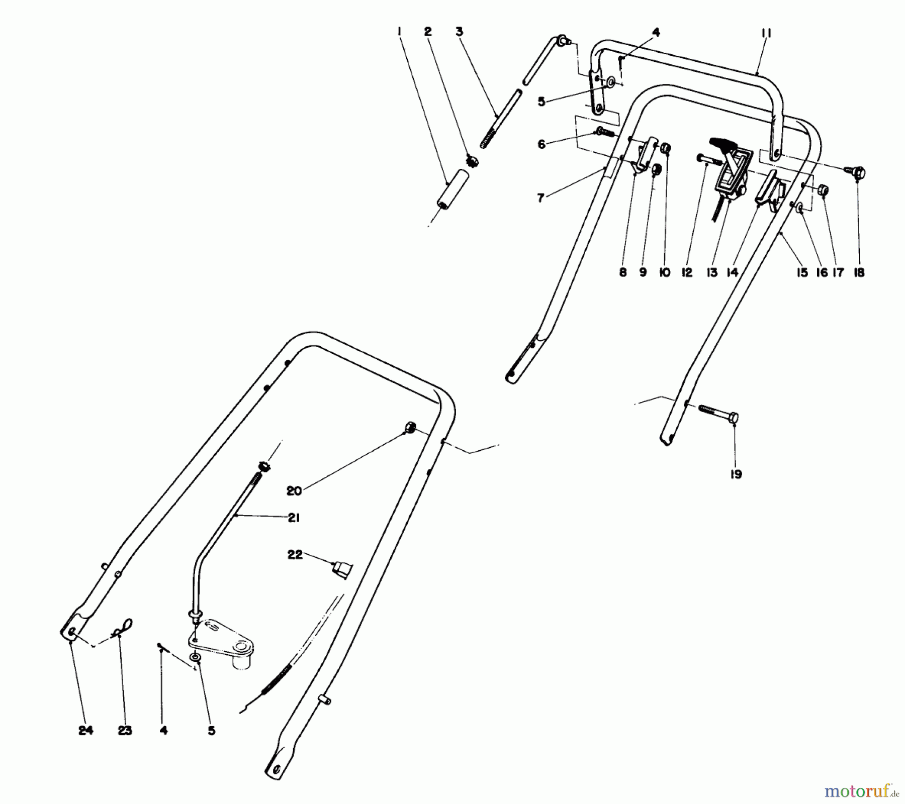  Rasenmäher 23177 - Toro Walk-Behind Mower (SN: 6000001 - 6999999) (1976) HANDLE ASSEMBLY