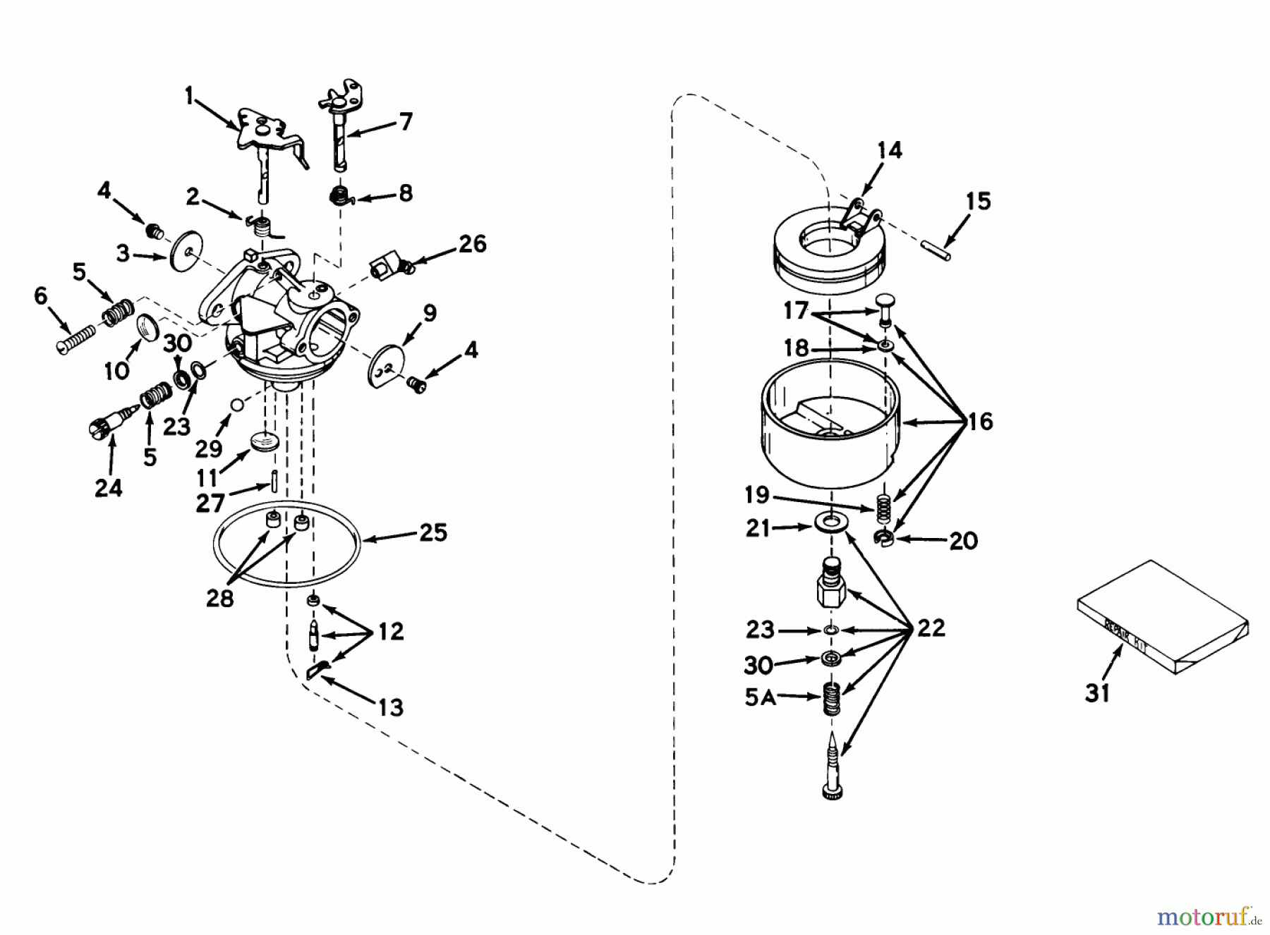  Rasenmäher 23301 - Toro Walk-Behind Mower (SN: 2000001 - 2999999) (1972) CARBURETOR MODEL NO. 631115 PARTS LIST