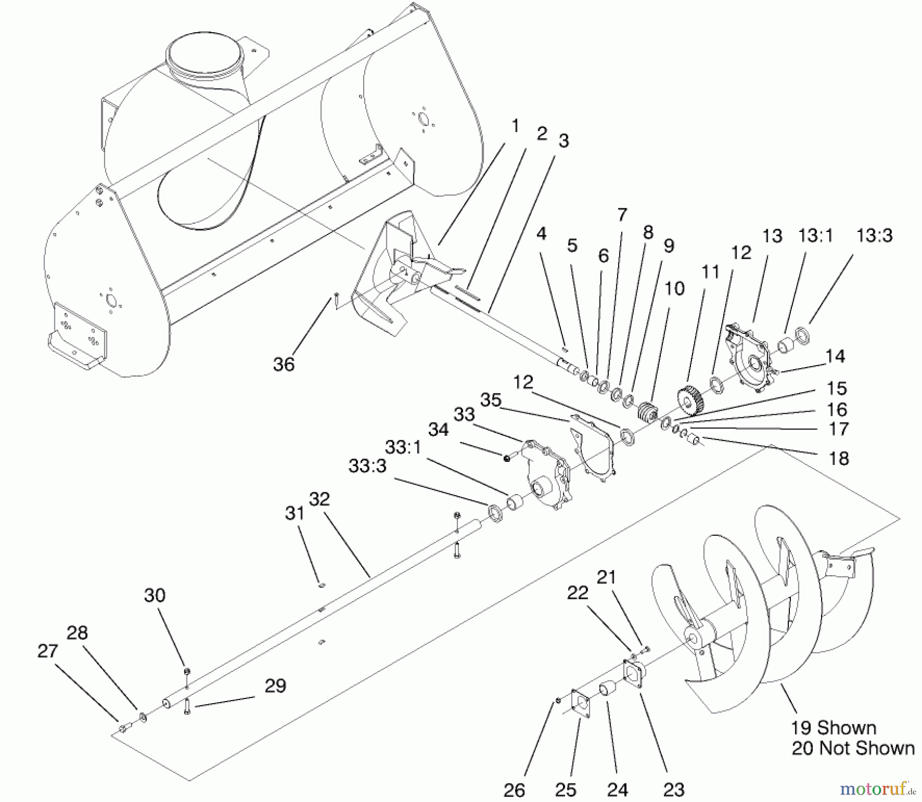  Compact Utility Attachments 22456 - Toro Snowthrower, Dingo Compact Utility Loader (SN: 990001 - 999999) (1999) AUGER AND GEARCASE ASSEMBLY