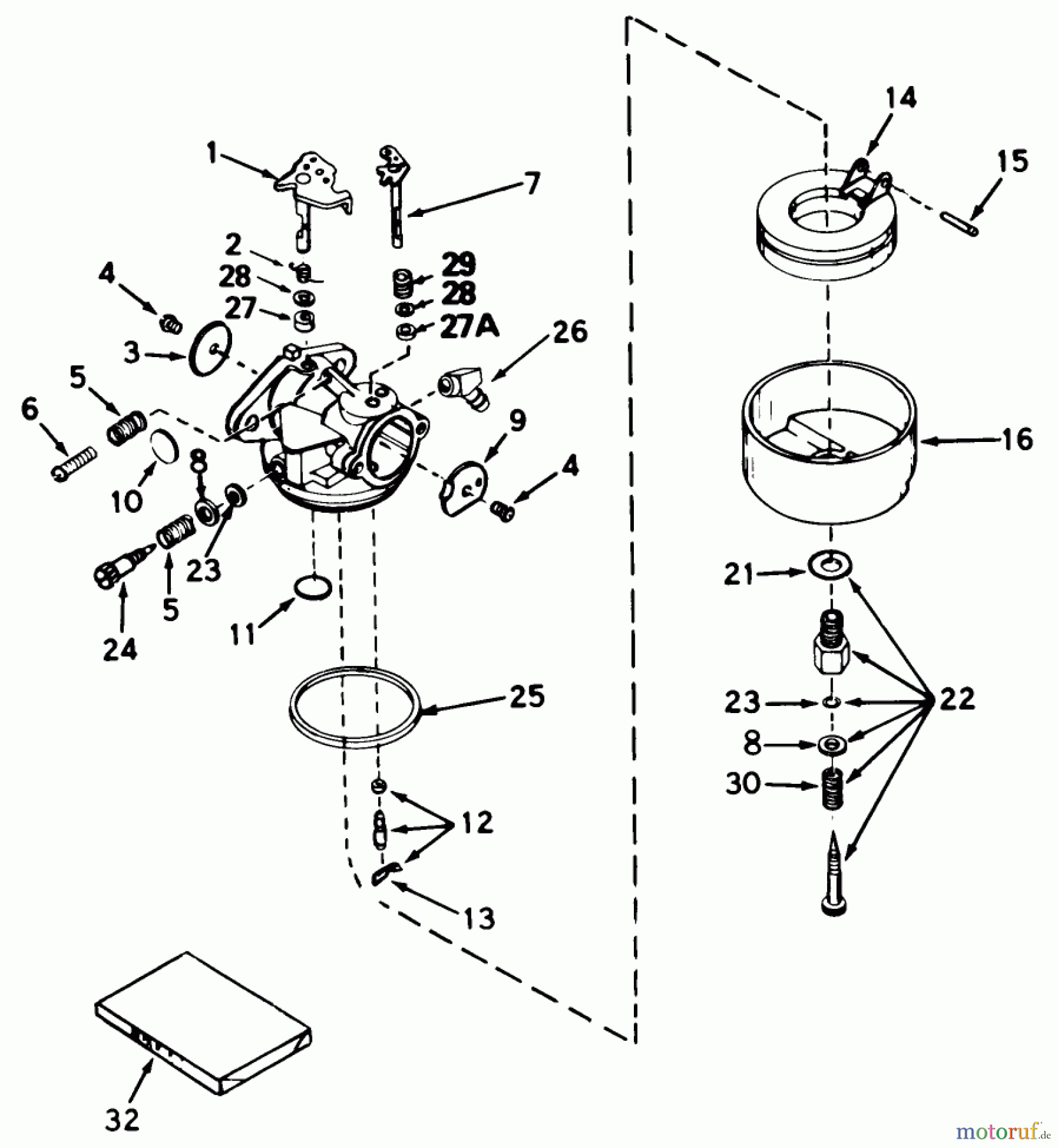  Rasenmäher 23267 - Toro Walk-Behind Mower (SN: 4000001 - 4999999) (1984) CARBURETOR MODEL NO. 632253