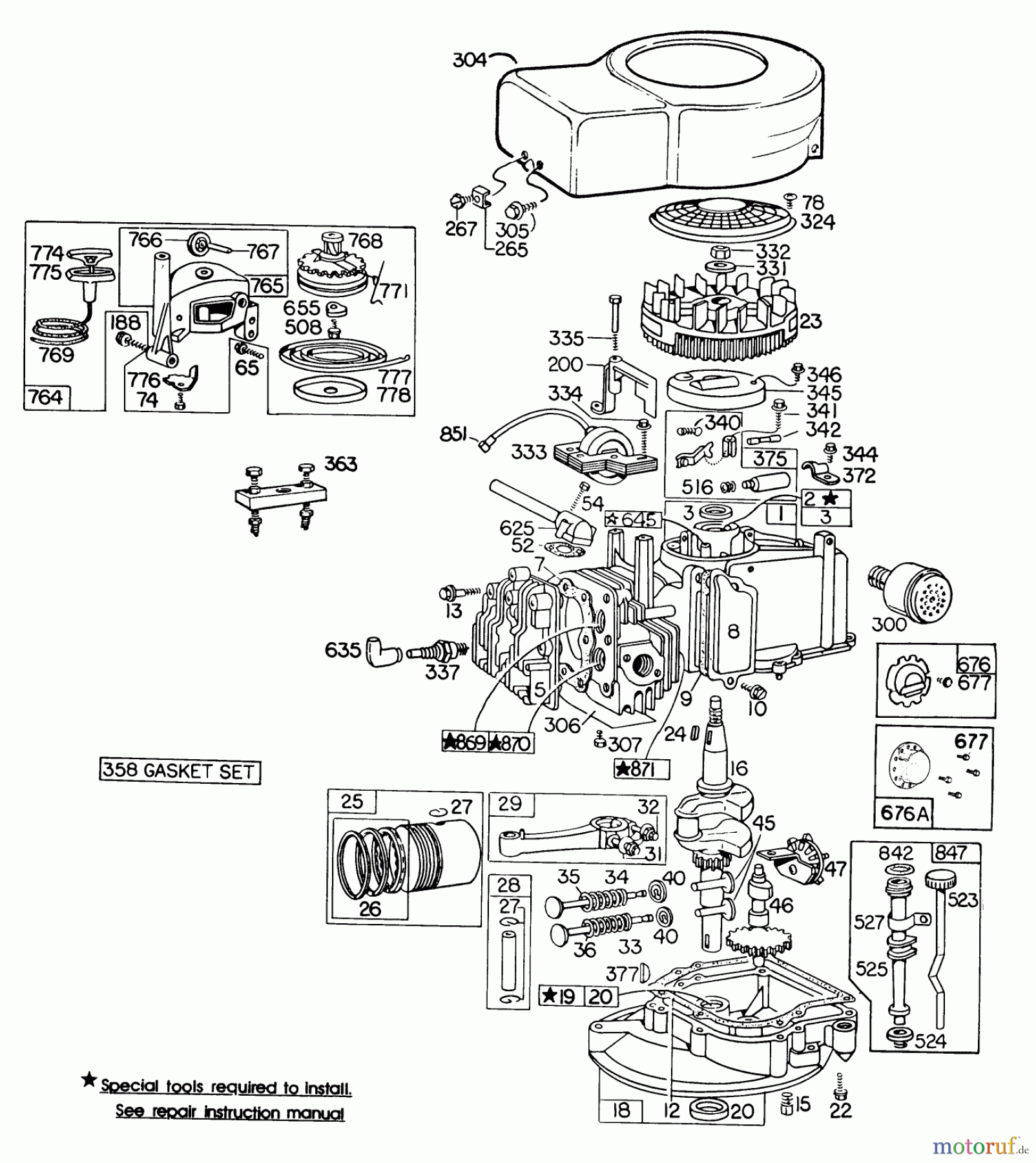  Rasenmäher 23400 - Toro Walk-Behind Mower (SN: 0000001 - 0999999) (1980) ENGINE BRIGGS & STRATTON MODEL 110908-0492-01 #2