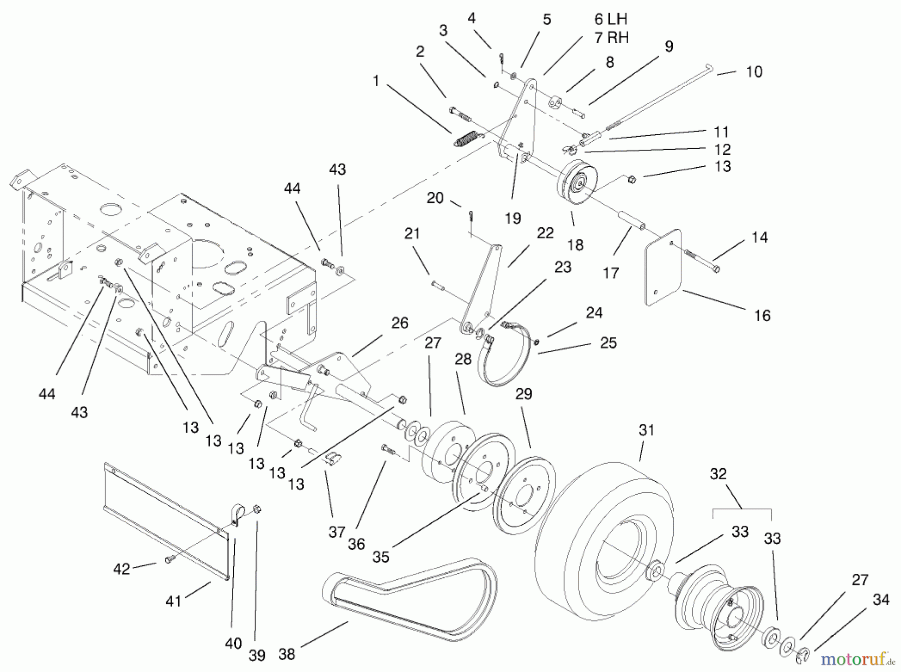  Rasenmäher für Großflächen 30184 - Toro Mid-Size ProLine Mower, Gear Drive, 13 hp, 91cm Side Discharge Deck (SN: 200000001 - 200999999) (2000) WHEEL DRIVE ASSEMBLY