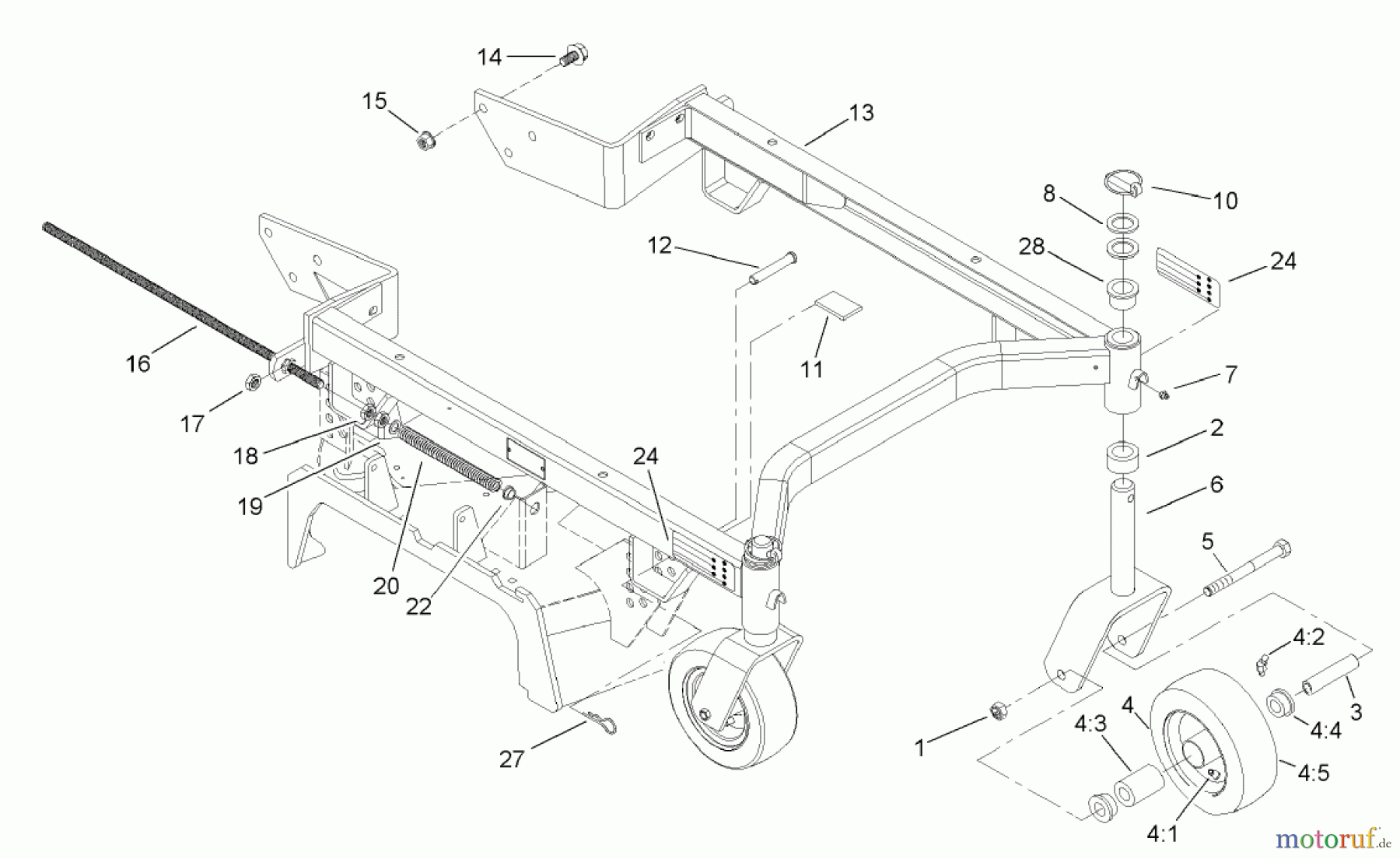  Rasenmäher für Großflächen 30299TE - Toro Mid-Size ProLine Mower, T-Bar, Hydro Drive, 15 HP, 112cm Side Discharge Deck (SN: 240000001 - 240999999) (2004) CARRIER FRAME ASSEMBLY