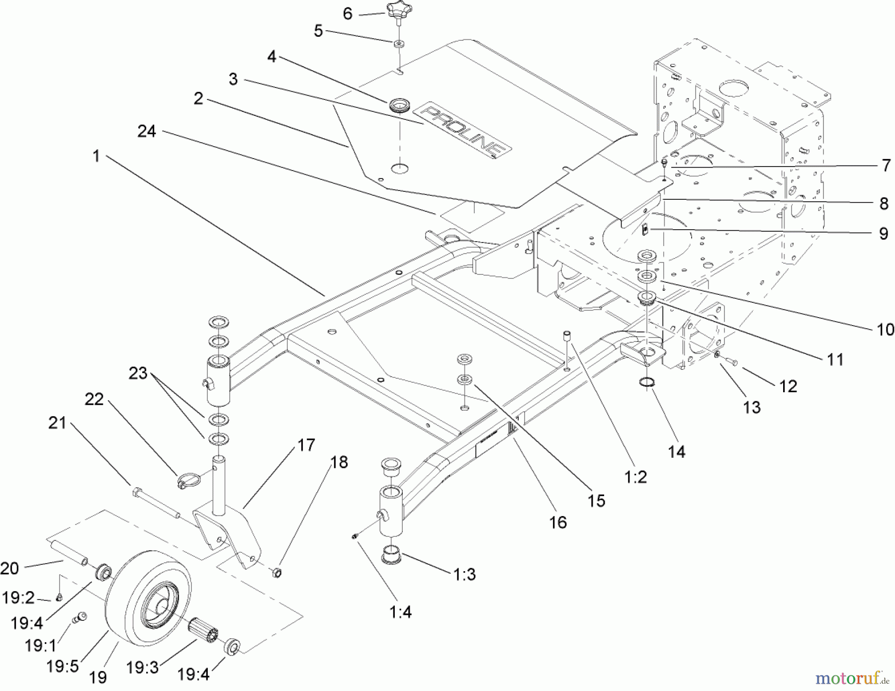  Rasenmäher für Großflächen 30317 - Toro Mid-Size ProLine Mower, T-Bar, Gear Drive, 15 HP, 36