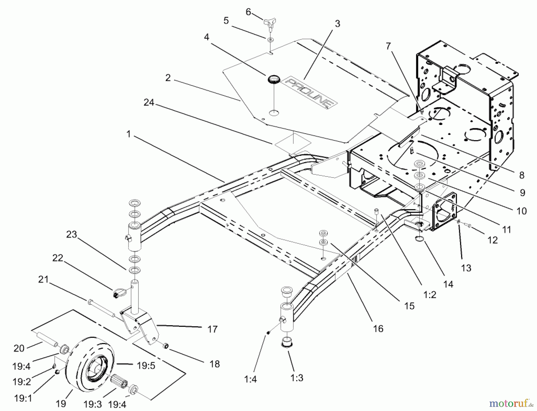  Rasenmäher für Großflächen 30319 - Toro Mid-Size ProLine Mower, T-Bar, Gear Drive, 15 HP, 52