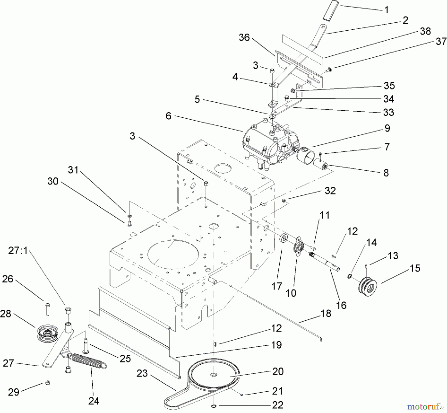  Rasenmäher für Großflächen 30326 - Toro Mid-Size ProLine Mower, T-Bar, Gear Drive, 15 HP, 44