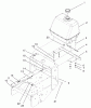 Rasenmäher für Großflächen 30333 - Toro Mid-Size ProLine Mower, Gear Drive, 15 hp, 52" Side Discharge Deck (SN: 210000001 - 210999999) (2001) Spareparts FRAME, FUEL TANK AND SHIFT PLATE ASSEMBLY