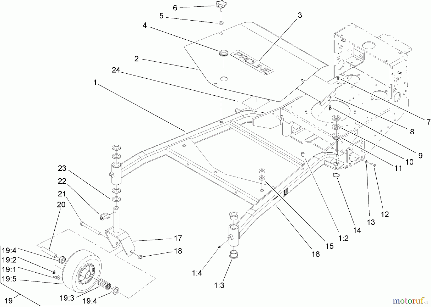  Rasenmäher für Großflächen 30342 - Toro Mid-Size ProLine Mower, T-Bar, Gear Drive, 17 HP, 52