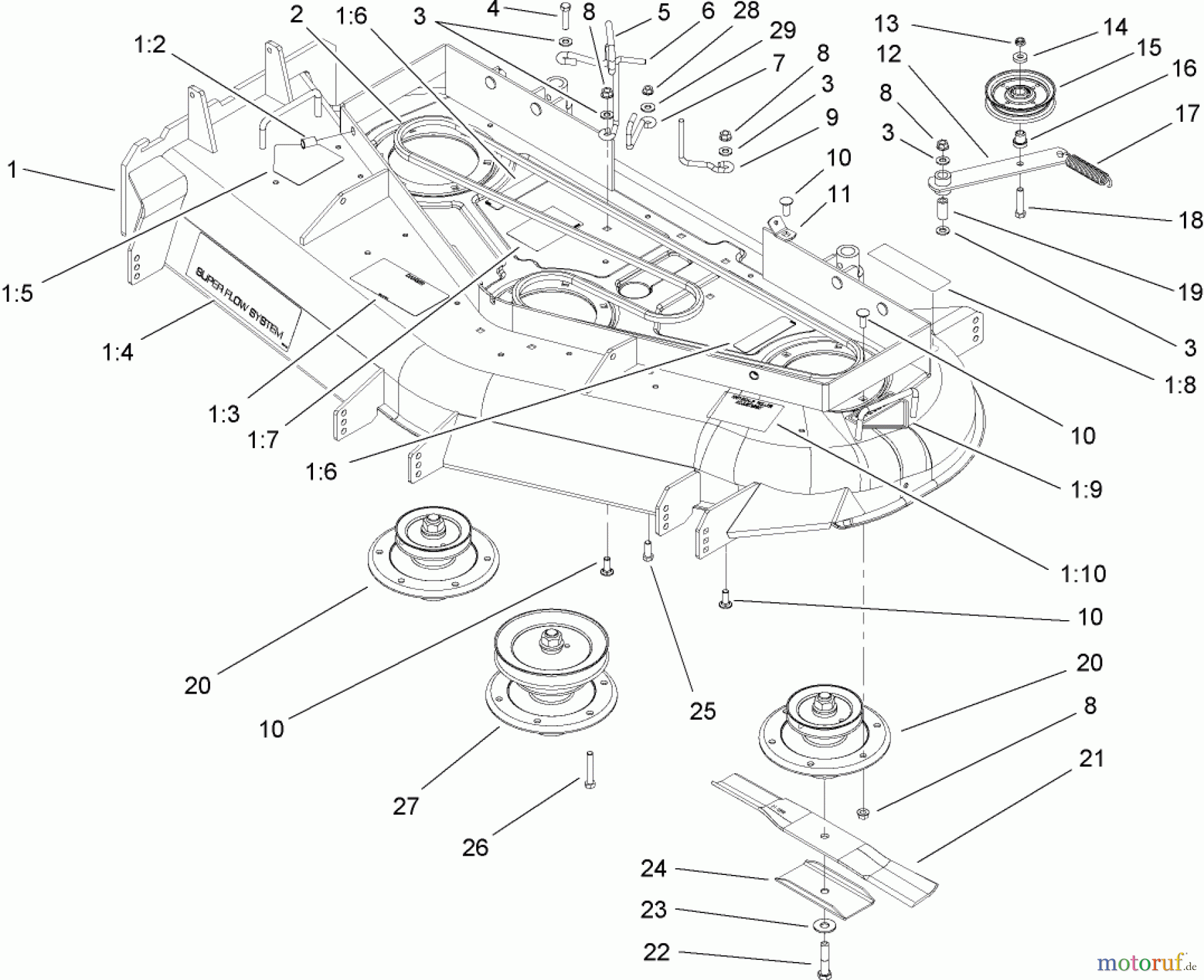  Rasenmäher für Großflächen 30342 - Toro Mid-Size ProLine Mower, T-Bar, Gear Drive, 17 HP, 52