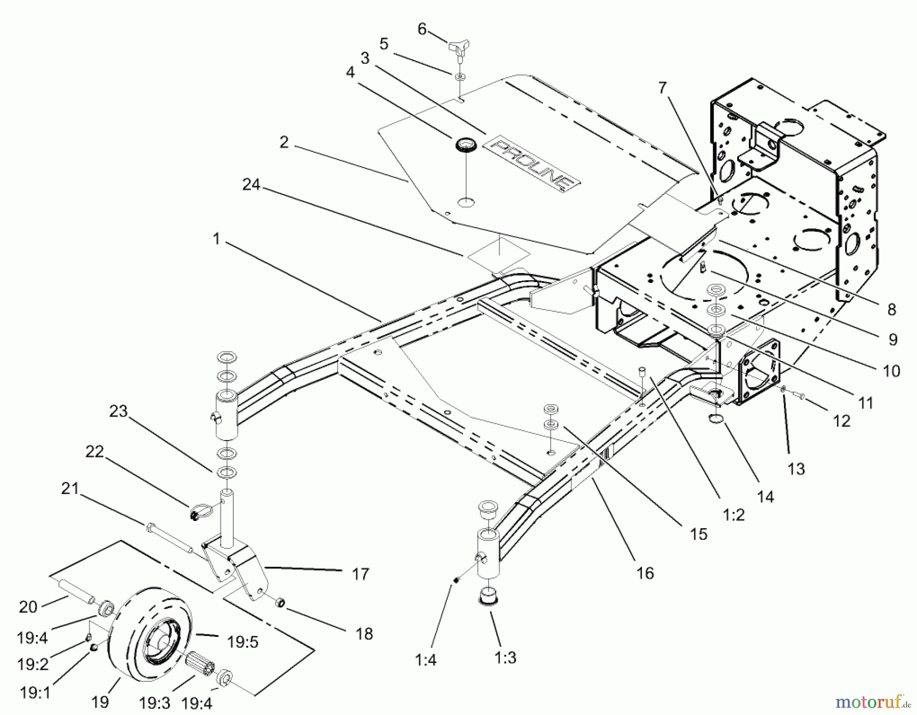  Rasenmäher für Großflächen 30433 - Toro Mid-Size ProLine Mower, Pistol Grip, Hydro Drive, 15 HP, 36