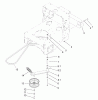 Rasenmäher für Großflächen 30436 - Toro Mid-Size ProLine Mower, Pistol Grip, Hydro Drive, 17 hp, 52" Side Discharge Deck (SN: 230000001 - 230999999) (2003) Spareparts DRIVE BELT AND TENSIONER ASSEMBLY