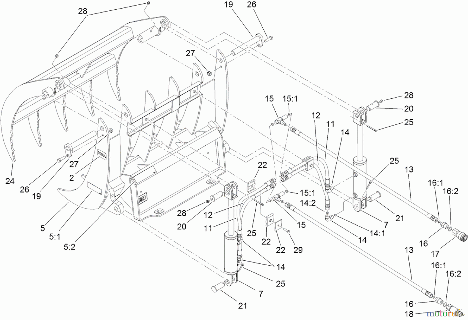  Compact Utility Attachments 22521 - Toro Grapple Rake, Dingo Compact Utility Loaders (SN: 311000001 - 311999999) (2011) GRAPPLE RAKE ASSEMBLY