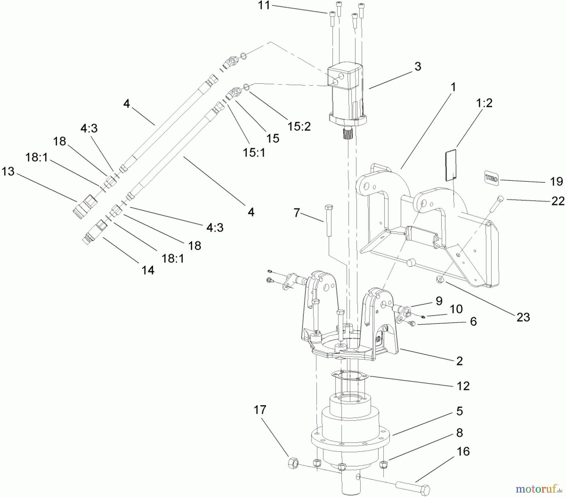  Compact Utility Attachments 22803 - Toro Universal Swivel Auger Head, Dingo Compact Utility Loaders (SN: 260000001 - 260999999) (2006) AUGER HEAD ASSEMBLY