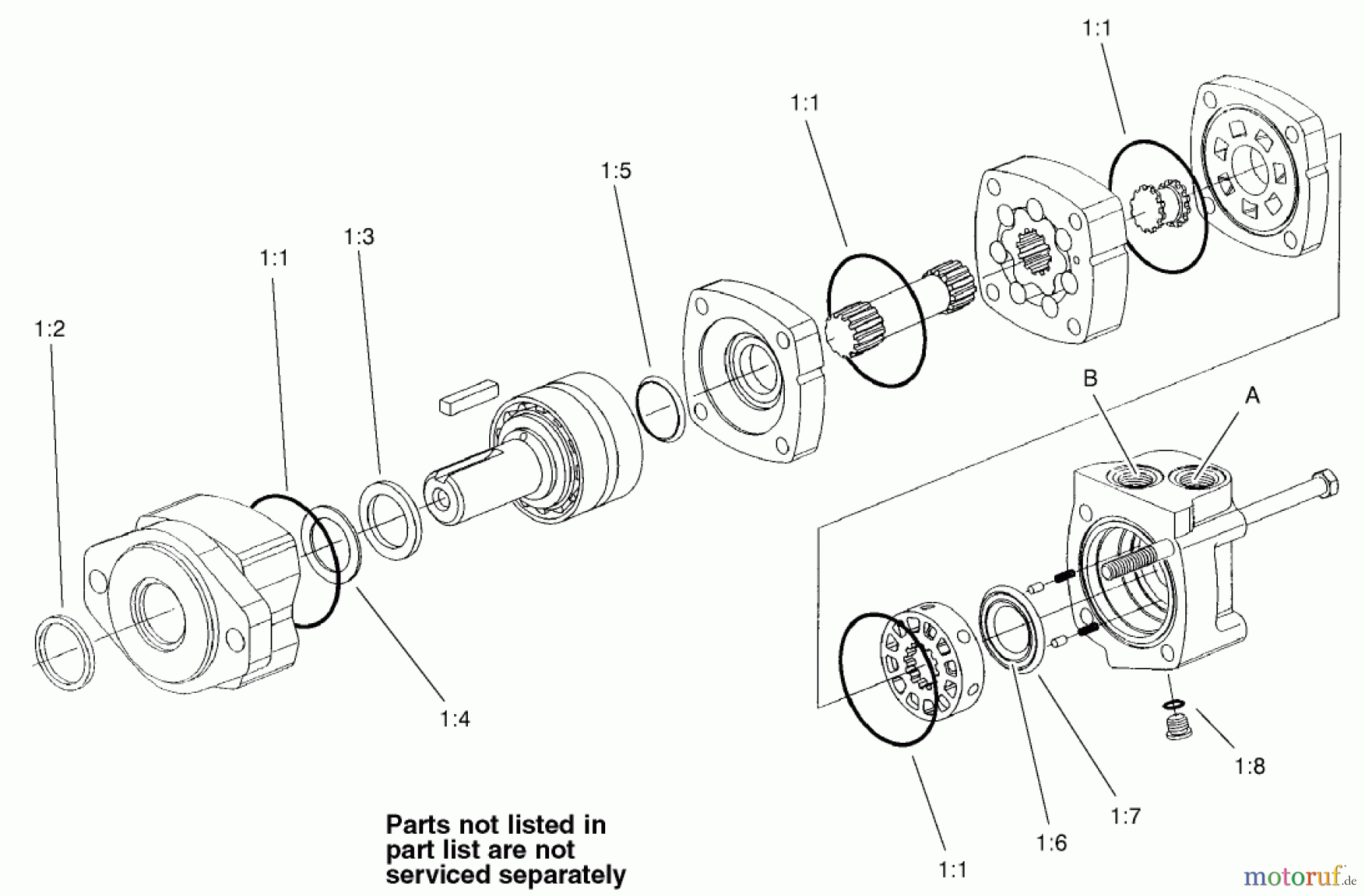  Compact Utility Attachments 22803 - Toro Universal Swivel Auger Head, Dingo Compact Utility Loaders (SN: 260000001 - 260999999) (2006) HYDRAULIC MOTOR ASSEMBLY NO. 98-8256 AND 100-4657