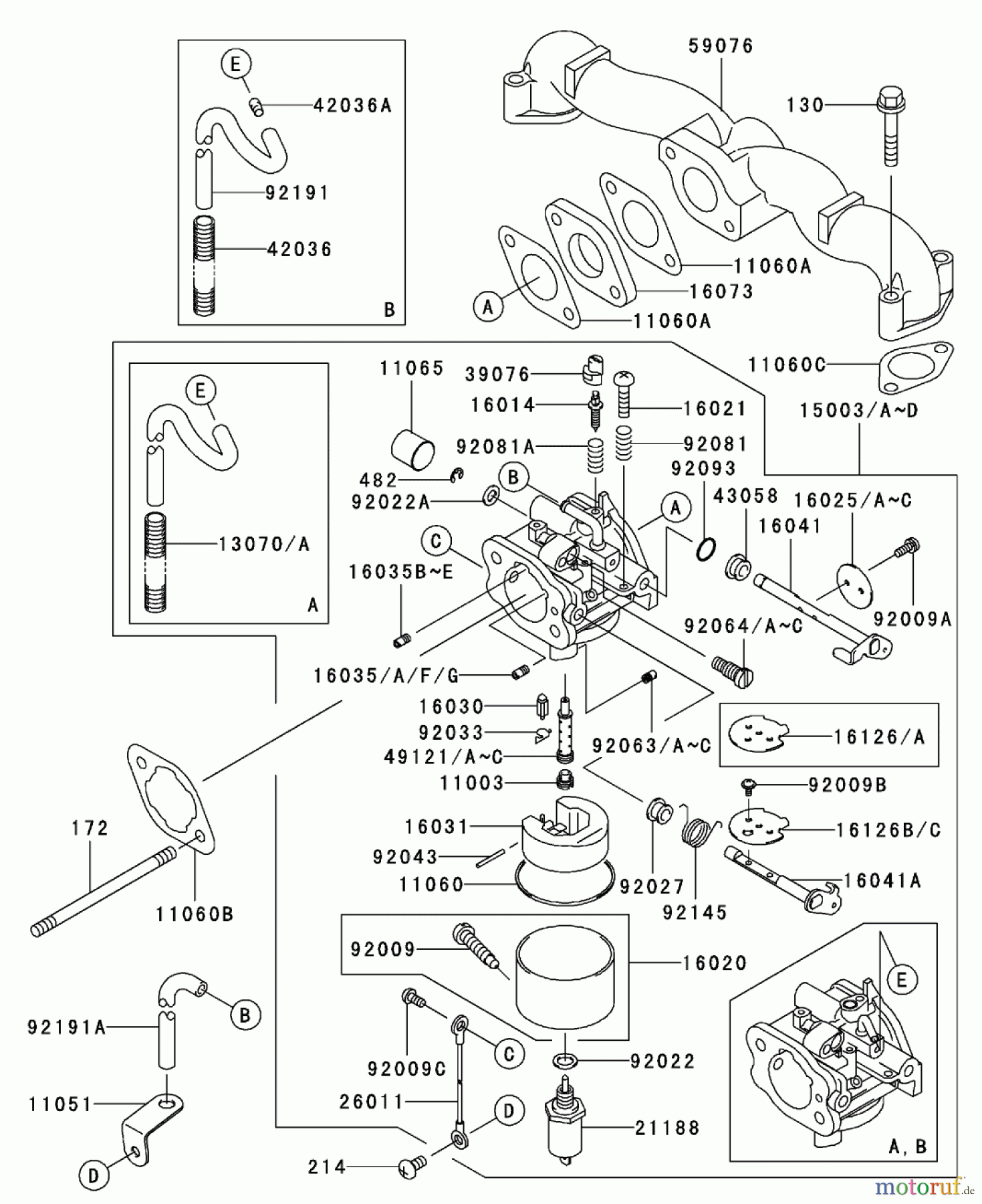  Zerto-Turn Mäher 74161TE (Z147) - Toro Z Master Mower, 112cm SFS Side Discharge Deck (SN: 240000001 - 240001000) (2004) CARBURETOR ASSEMBLY KAWASAKI FH500V-ES10