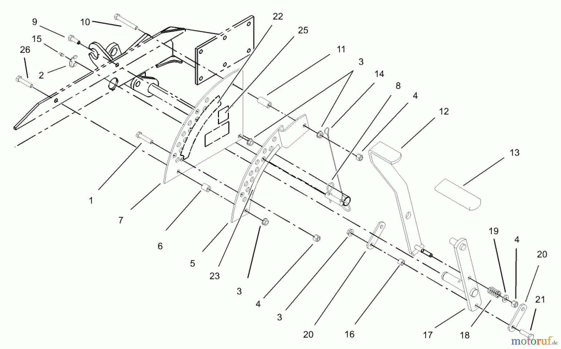  Zerto-Turn Mäher 74161TE (Z147) - Toro Z Master Mower, 112cm SFS Side Discharge Deck (SN: 240000001 - 240001000) (2004) HEIGHT-OF-CUT ASSEMBLY