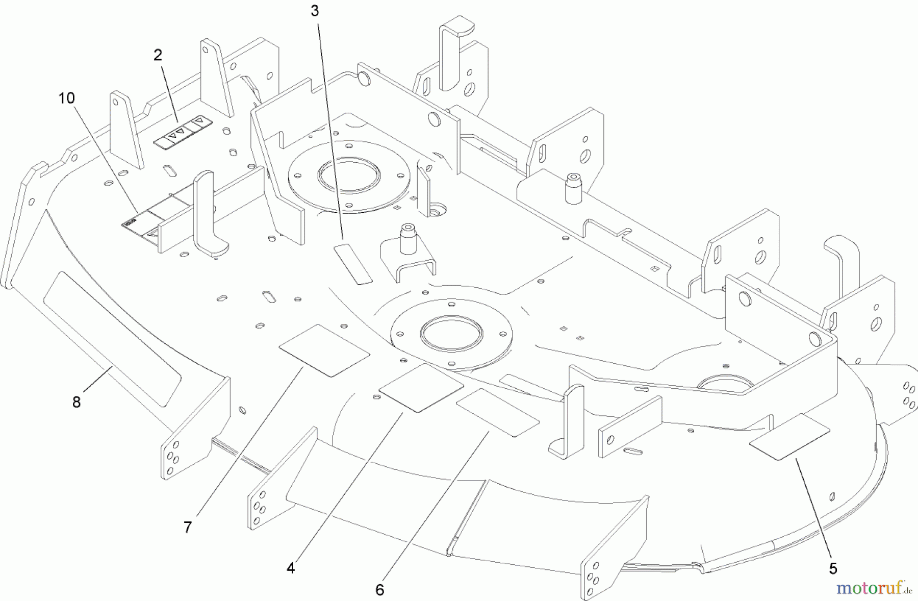  Zerto-Turn Mäher 74161TE (Z147) - Toro Z Master Mower, 112cm SFS Side Discharge Deck (SN: 240001001 - 240999999) (2004) DECK DECAL ASSEMBLY NO. 106-6560