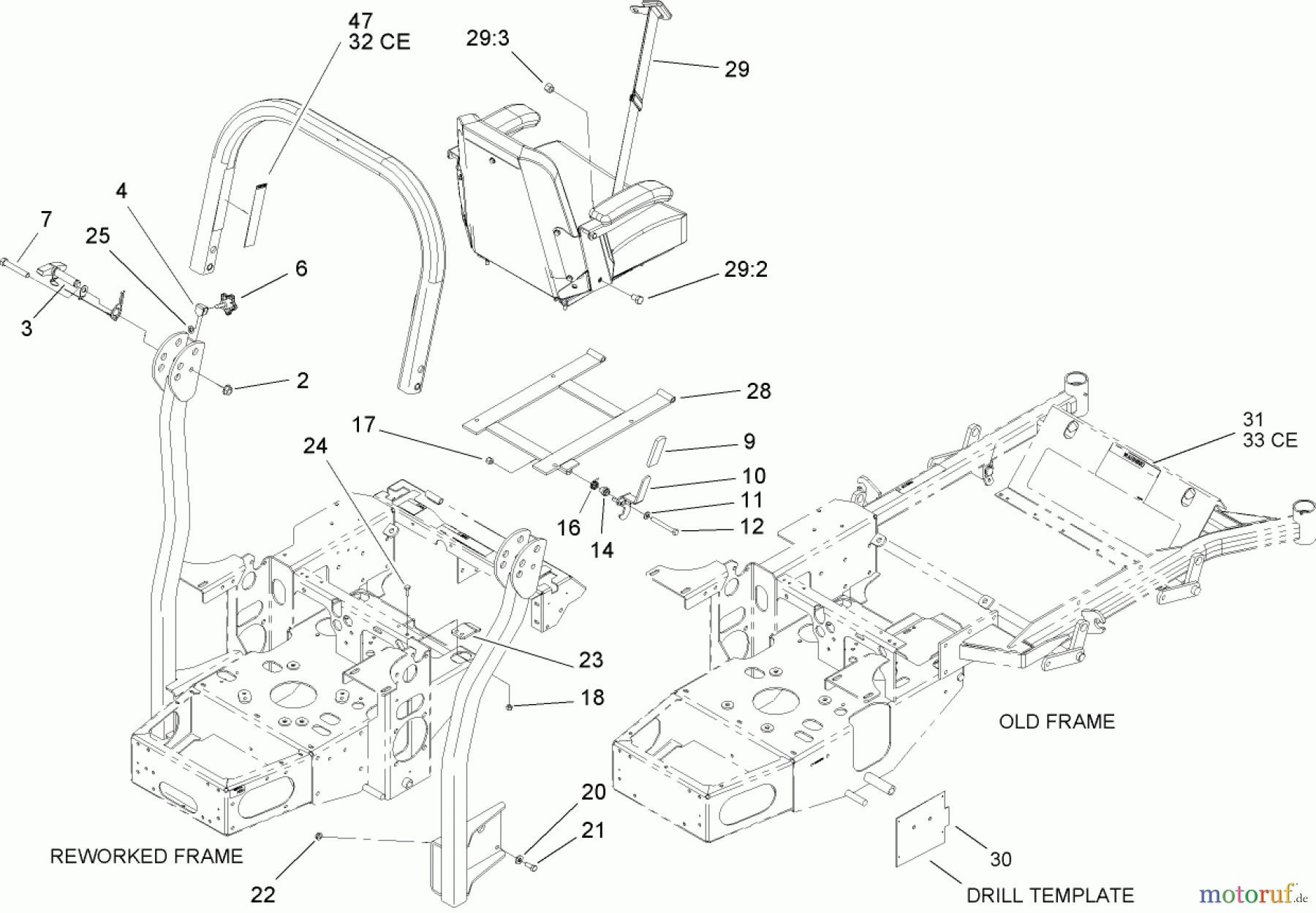  Zerto-Turn Mäher 74161TE (Z147) - Toro Z Master Mower, 112cm SFS Side Discharge Deck (SN: 240001001 - 240999999) (2004) ROLL-OVER-PROTECTION-SYSTEM ASSEMBLY NO. 107-3066