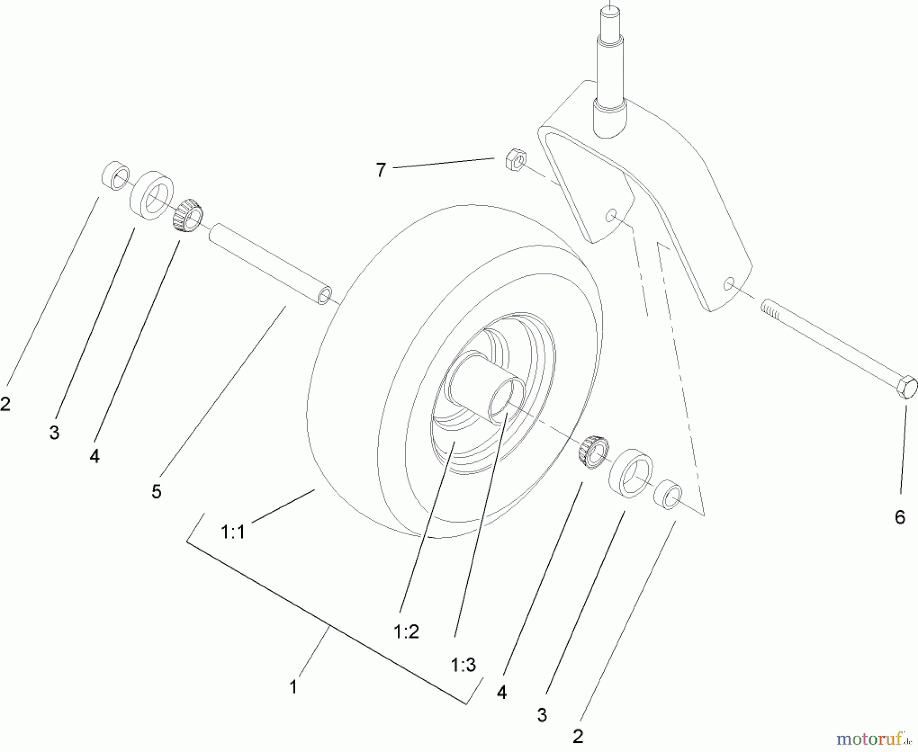  Zerto-Turn Mäher 74167TE (Z153) - Toro Z Master Mower, 132cm SFS Side Discharge Deck (SN: 240000001 - 240999999) (2004) CASTER WHEEL ASSEMBLY NO. 1-634662