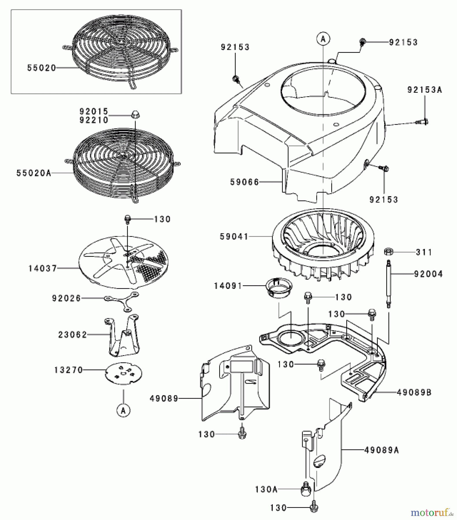  Zerto-Turn Mäher 74167TE (Z153) - Toro Z Master Mower, 132cm SFS Side Discharge Deck (SN: 240000001 - 240999999) (2004) COOLING EQUIPMENT ASSEMBLY KAWASAKI FH680V-AS21