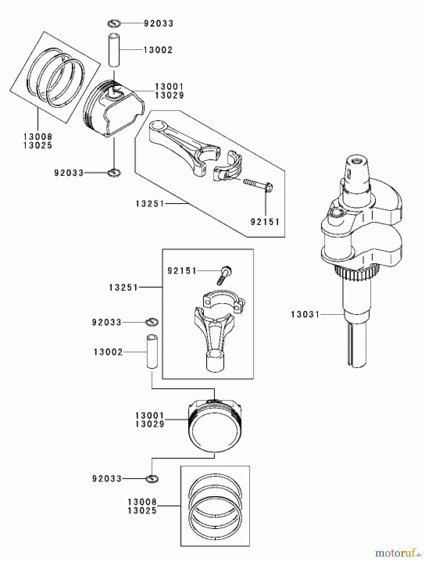  Zerto-Turn Mäher 74167TE (Z153) - Toro Z Master Mower, 132cm SFS Side Discharge Deck (SN: 240000001 - 240999999) (2004) PISTON / CRANKSHAFT ASSEMBLY KAWASAKI FH680V-AS21