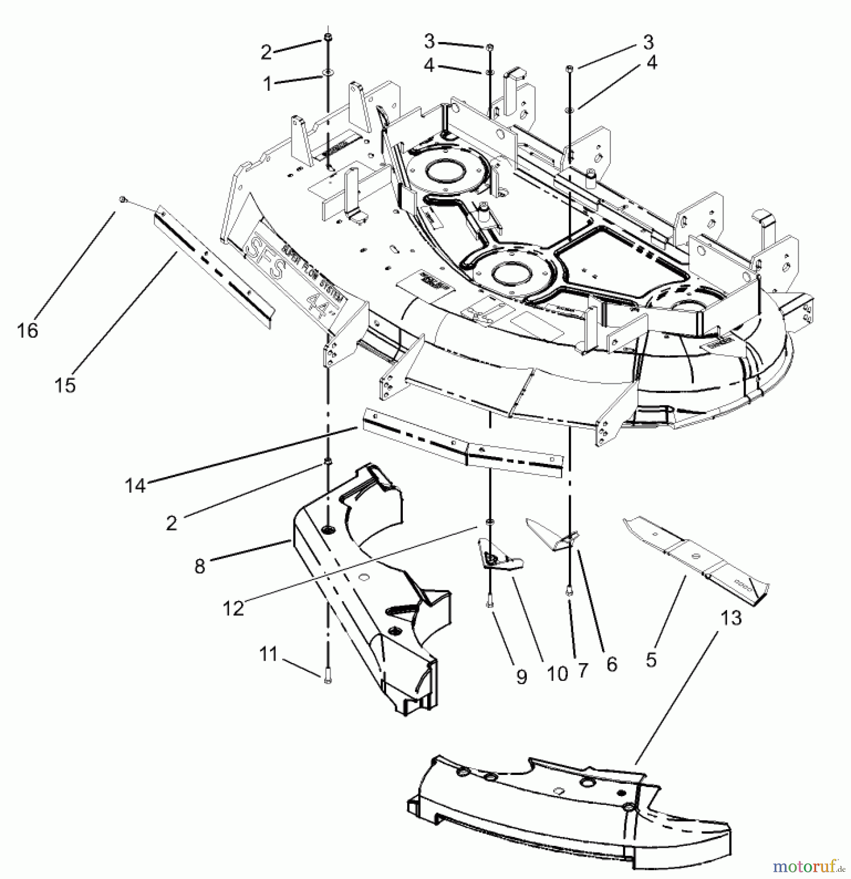  Zerto-Turn Mäher 74176TE (Z147) - Toro Z Master Mower, 112cm SFS Side Discharge Deck (SN: 230000001 - 230006000) (2003) DECK RECYCLER ASSEMBLY