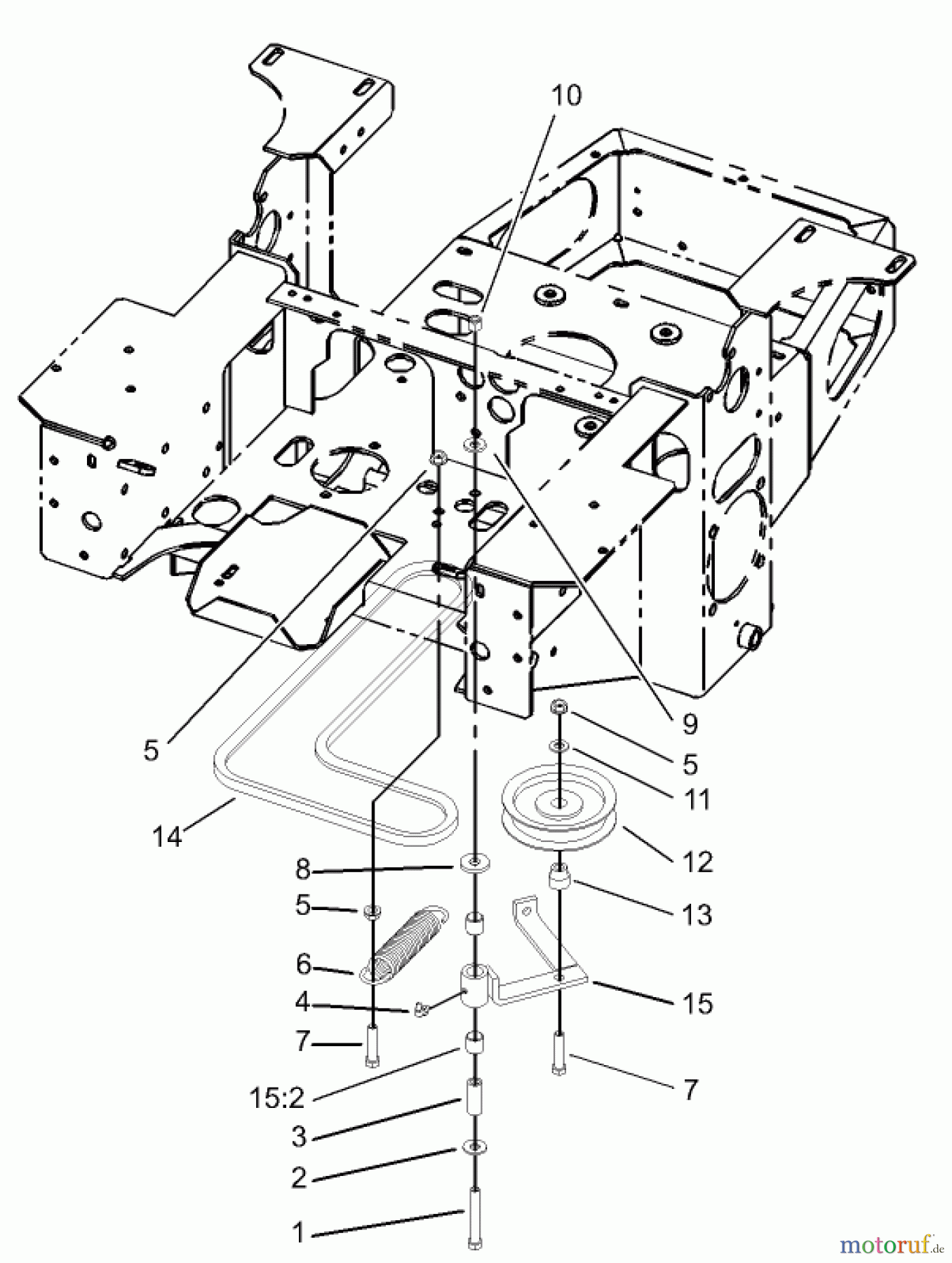  Zerto-Turn Mäher 74176TE (Z147) - Toro Z Master Mower, 112cm SFS Side Discharge Deck (SN: 230000001 - 230006000) (2003) PUMP, IDLER AND BELT ASSEMBLY