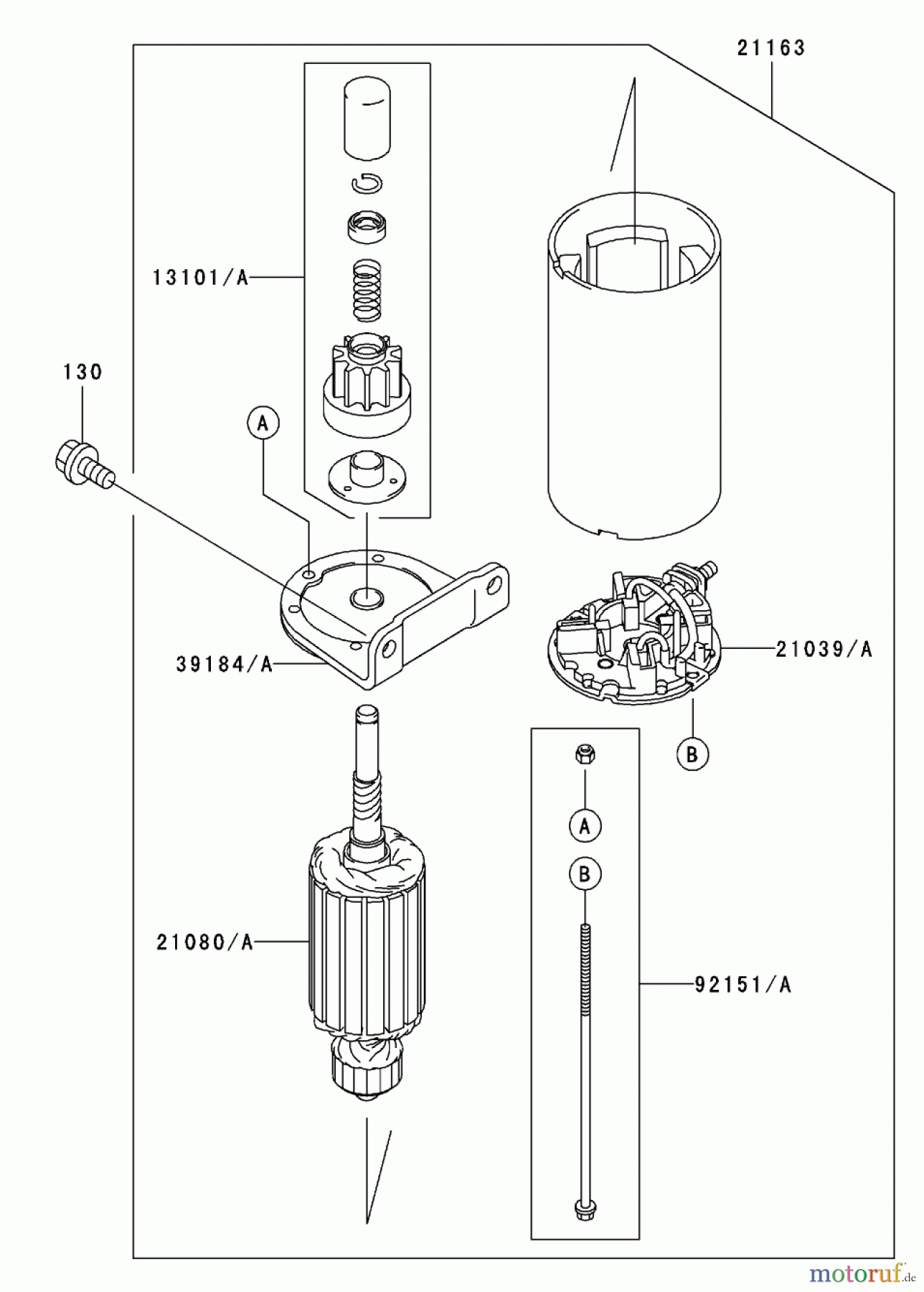  Zerto-Turn Mäher 74176TE (Z147) - Toro Z Master Mower, 112cm SFS Side Discharge Deck (SN: 230000001 - 230006000) (2003) STARTER ASSEMBLY KAWASAKI FH500V-ES10