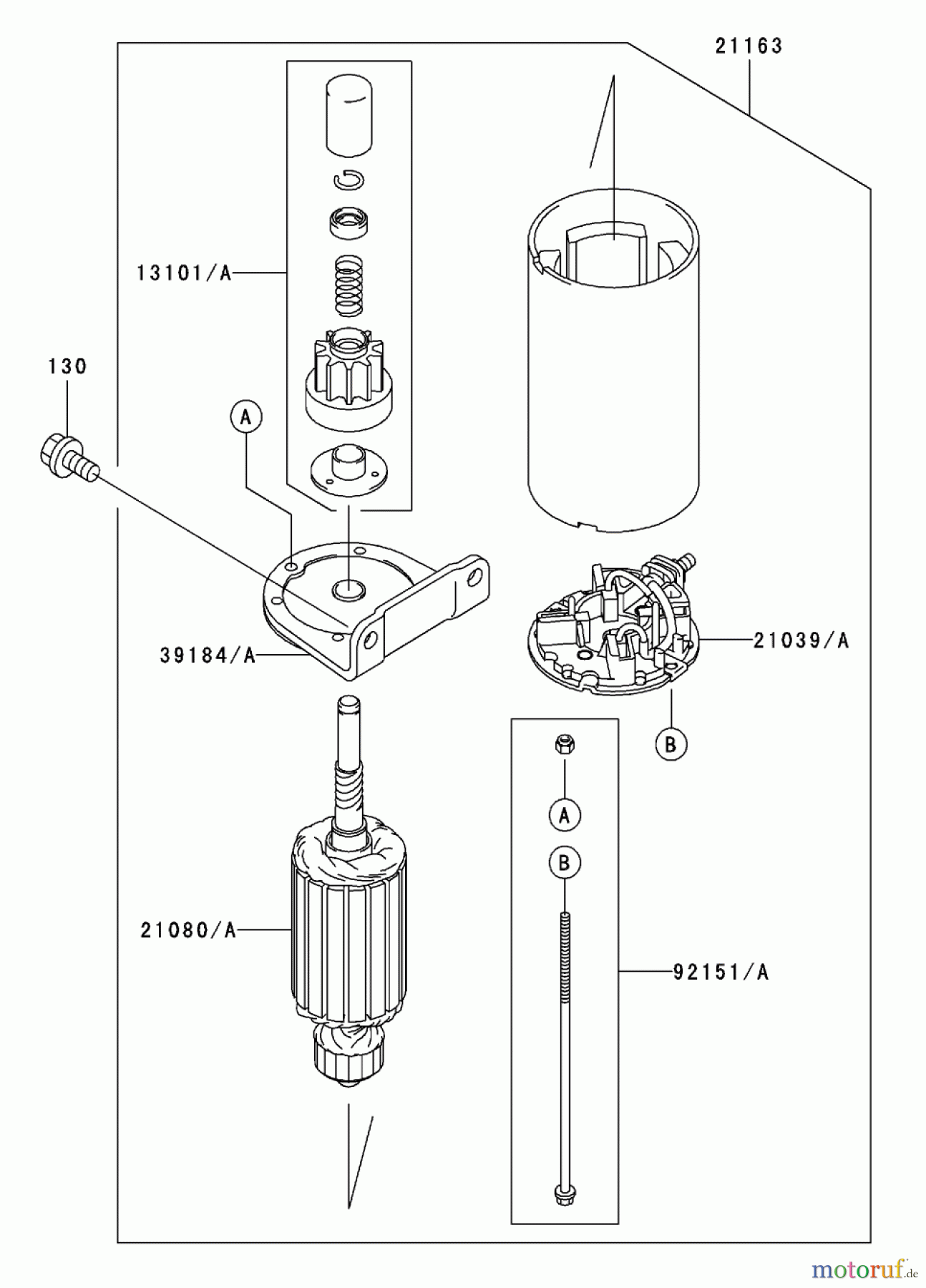  Zerto-Turn Mäher 74176TE (Z147) - Toro Z Master Mower, 112cm SFS Side Discharge Deck (SN: 230006001 - 230007000) (2003) STARTER ASSEMBLY KAWASAKI FH500V-ES10