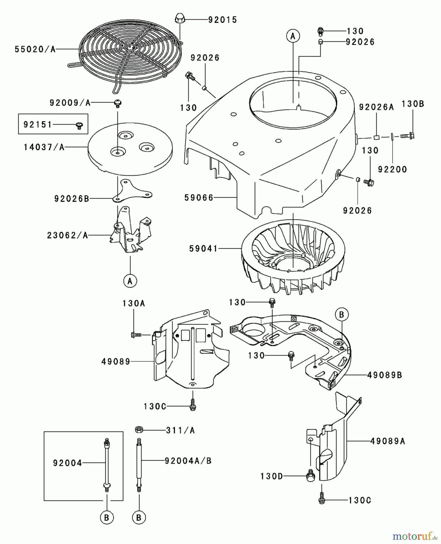  Zerto-Turn Mäher 74176TE (Z147) - Toro Z Master Mower, 112cm SFS Side Discharge Deck (SN: 230007001 - 230999999) (2003) COOLING EQUIPMENT ASSEMBLY KAWASAKI FH500V-ES10