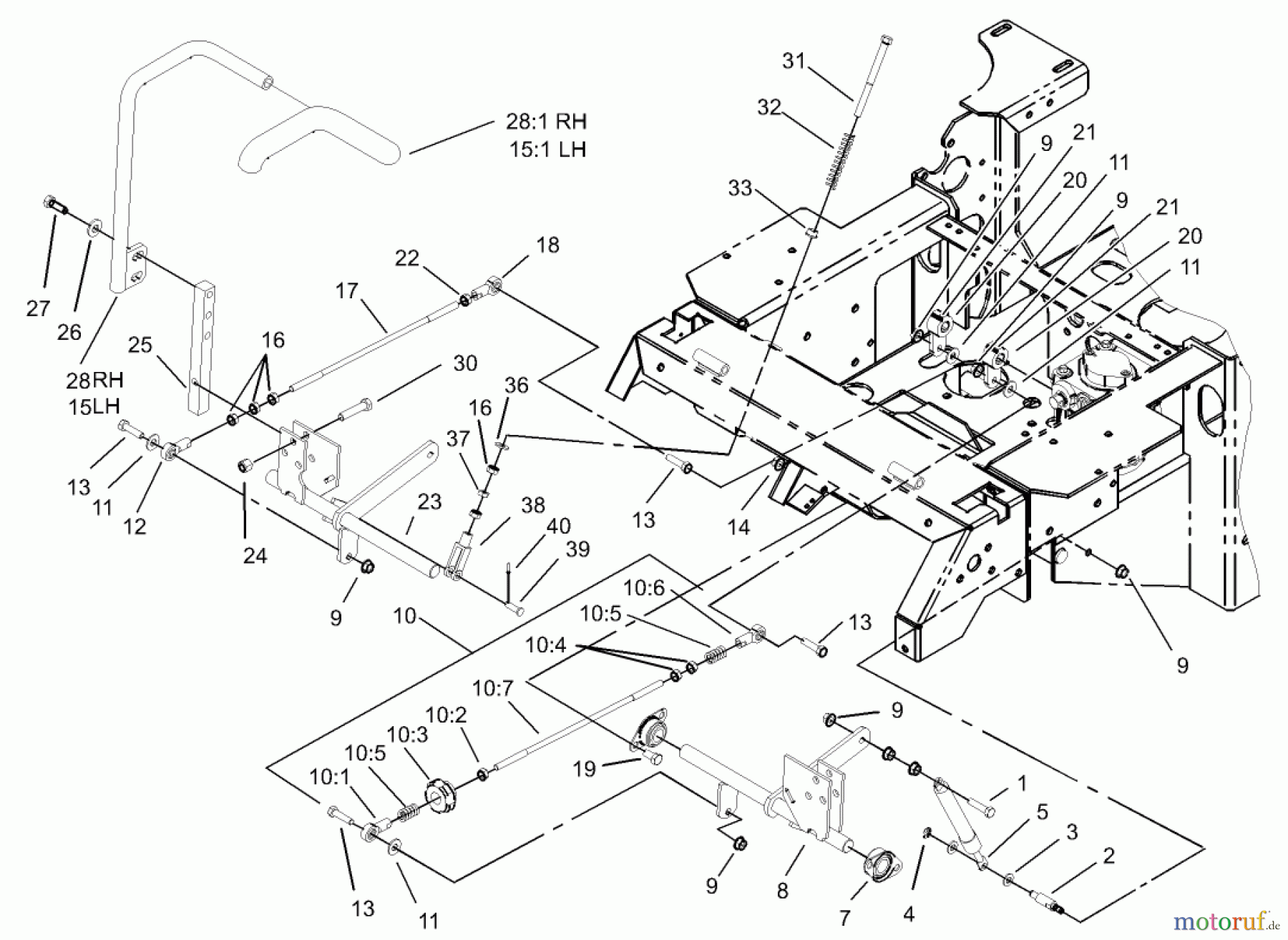  Zerto-Turn Mäher 74176TE (Z147) - Toro Z Master Mower, 112cm SFS Side Discharge Deck (SN: 230007001 - 230999999) (2003) MOTION CONTROL SYSTEM ASSEMBLY