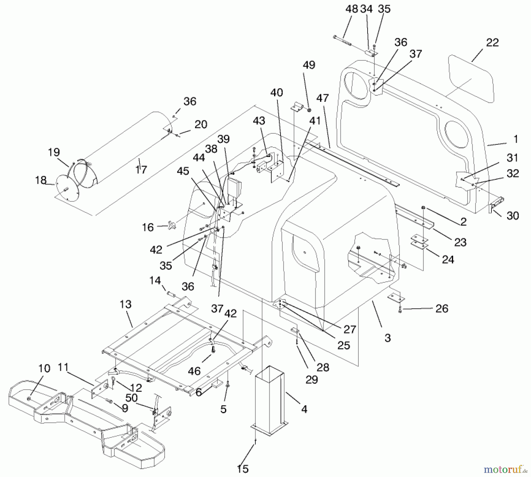  Zerto-Turn Mäher 74191 (Z320) - Toro Z Master 122cm Mower and Bagger (SN: 890001 - 890159) (1998) GRASS BIN AND CHUTE ASM