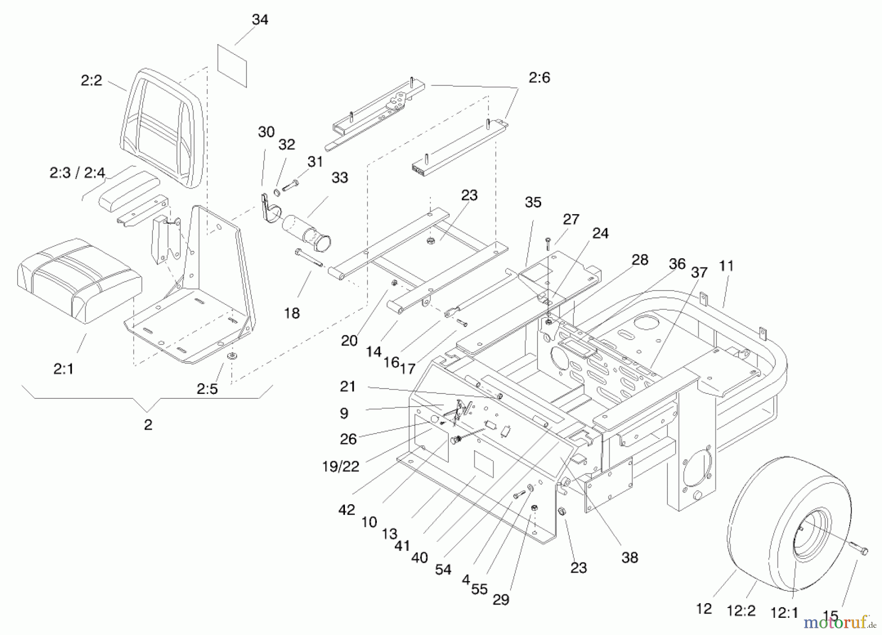  Zerto-Turn Mäher 74200 (Z252) - Toro Z Master Mower (SN: 890001 - 899999) (1998) MAIN FRAME