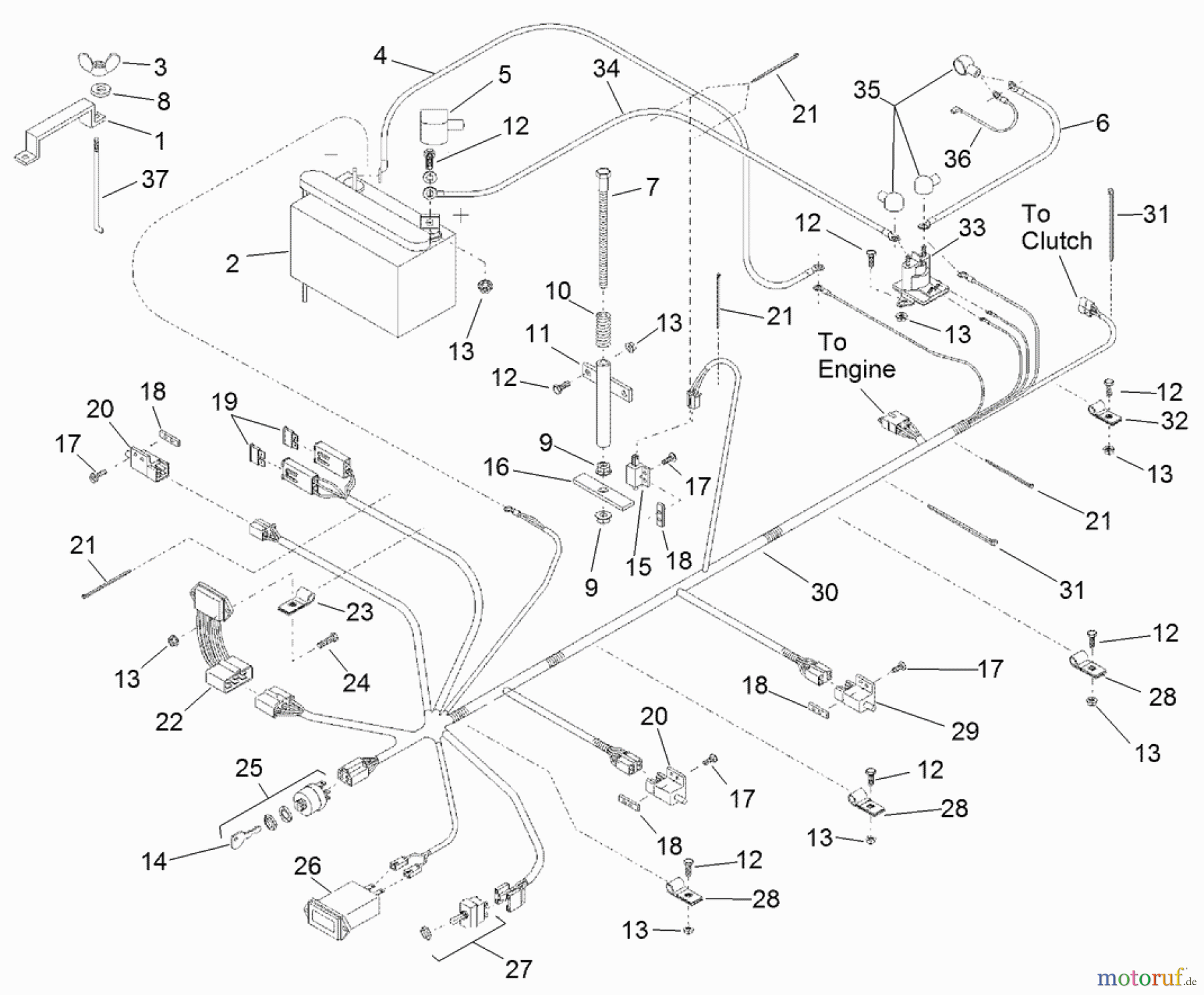  Zerto-Turn Mäher 74201 (Z255) - Toro Z Master Mower (SN: 890001 - 899999) (1998) ELECTRICAL SYSTEM