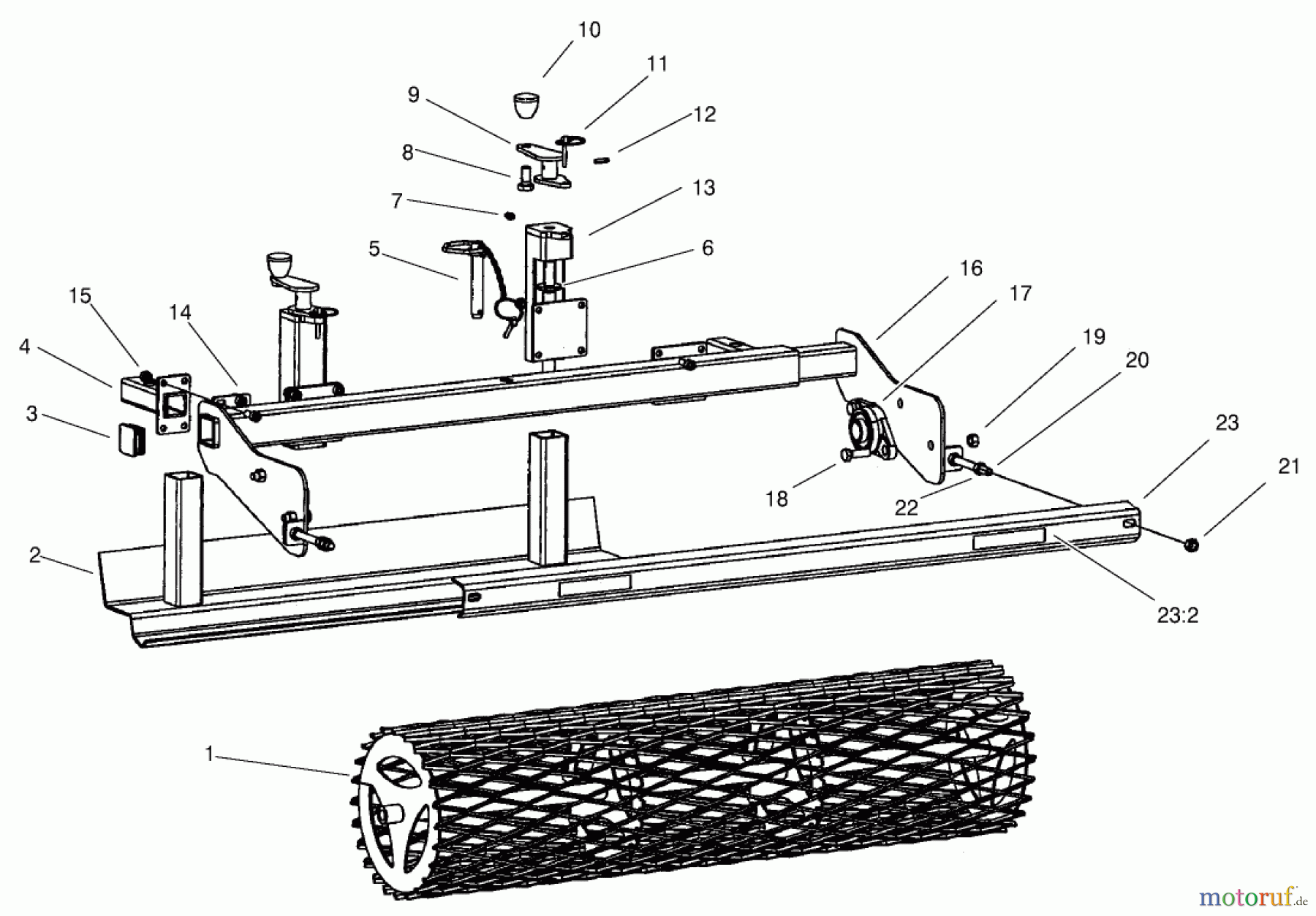  Compact Utility Attachments 23101 - Toro Soil Cultivator, Compact Utility Loaders (SN: 200000001 - 200999999) (2000) SCRAPER AND ROLLER ASSEMBLY