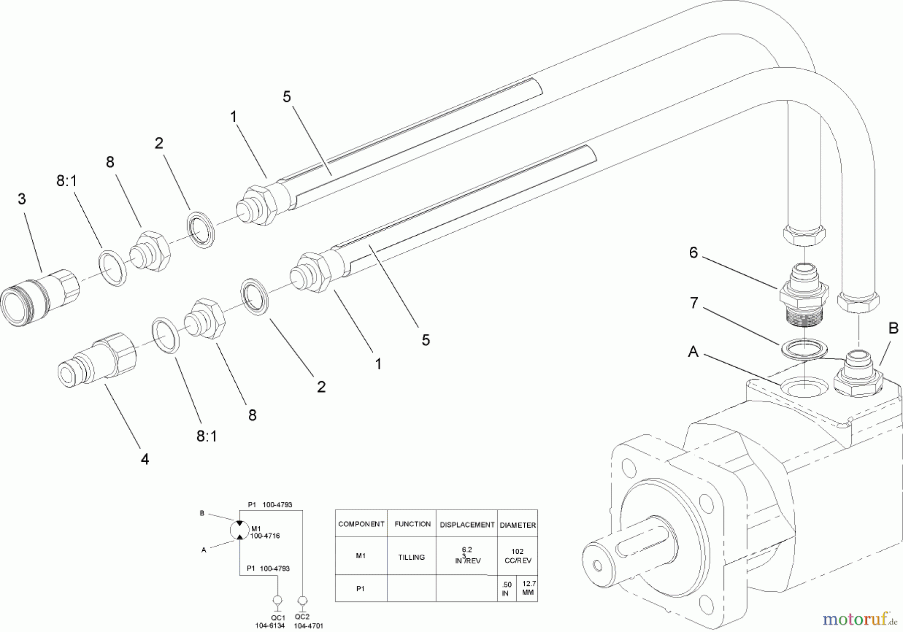  Compact Utility Attachments 23101 - Toro Soil Cultivator, Compact Utility Loaders (SN: 250000001 - 250999999) (2005) HYDRAULIC ASSEMBLY