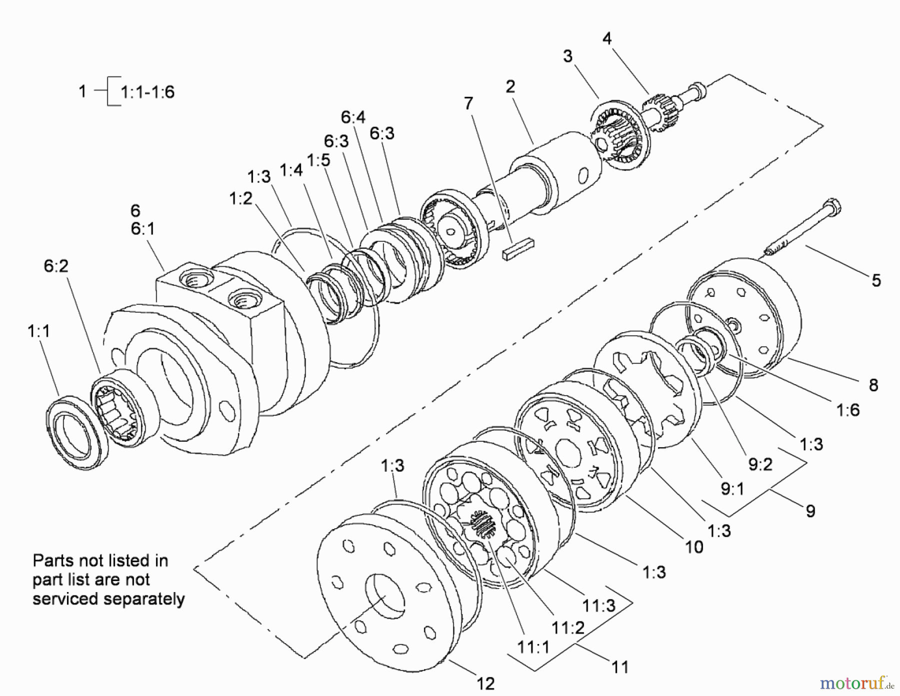  Compact Utility Attachments 23102 - Toro Soil Cultivator, Compact Utility Loaders (SN: 311000001 - 311999999) (2011) HYDRAULIC MOTOR ASSEMBLY NO. 105-4573