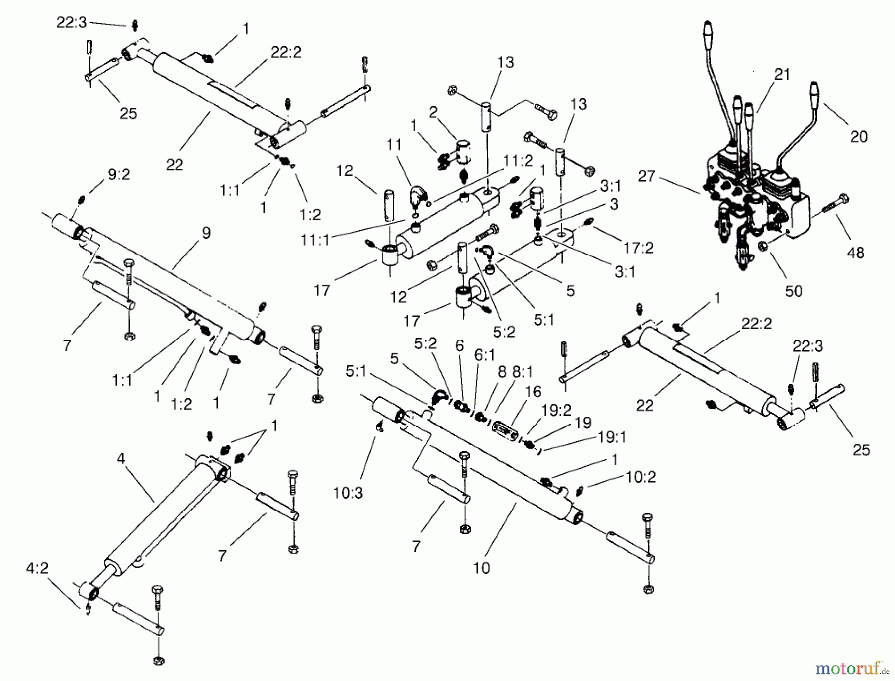  Compact Utility Attachments 23160 - Toro Backhoe, Dingo Compact Utility Loader (SN: 210000001 - 210999999) (2001) CYLINDER AND CONTROLS ASSEMBLY