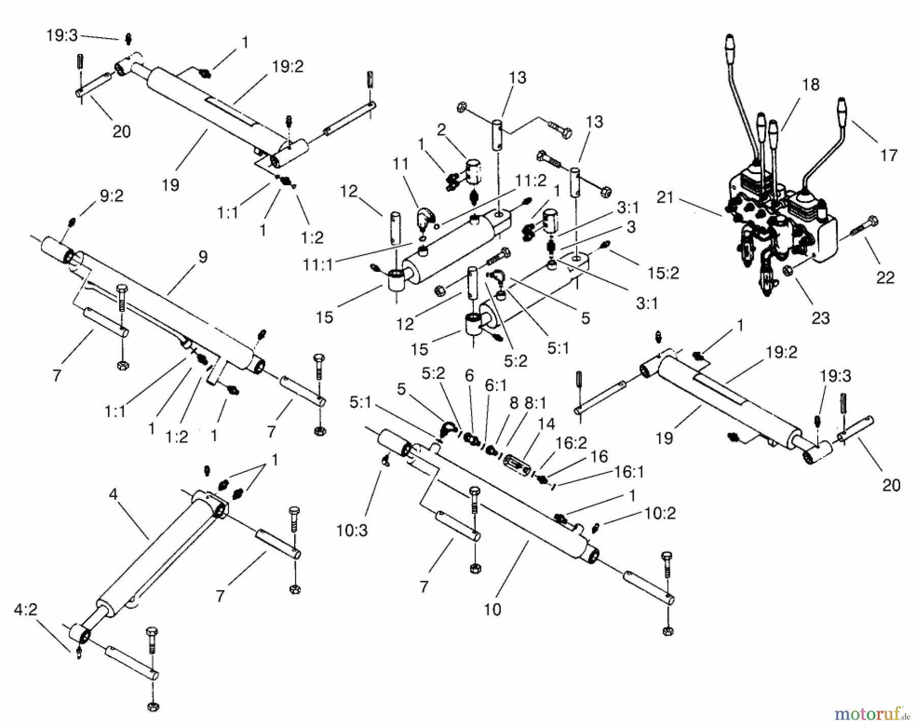  Compact Utility Attachments 23160 - Toro Backhoe, Dingo Compact Utility Loader (SN: 240000001 - 240000145) (2004) CYLINDER AND CONTROL ASSEMBLY