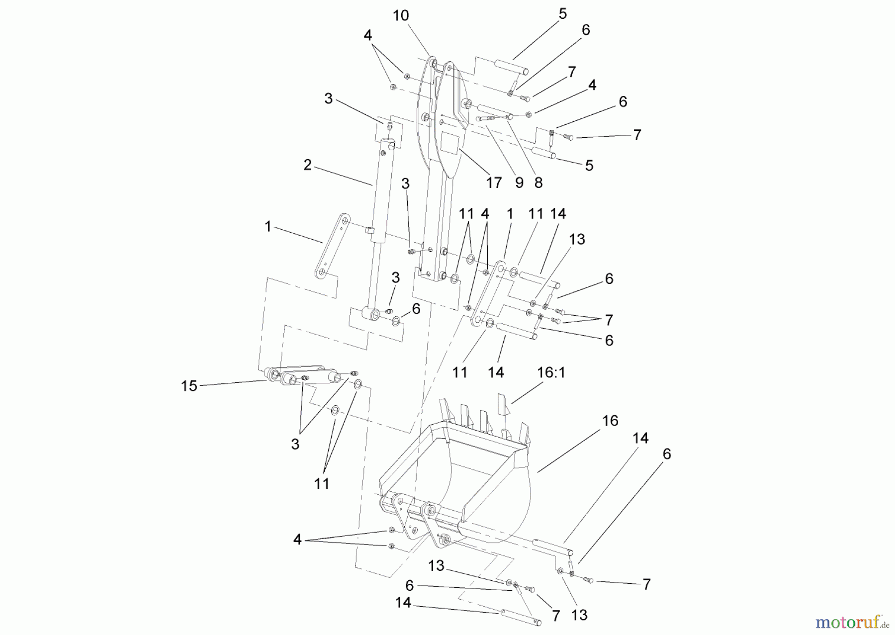  Compact Utility Attachments 23163 - Toro Backhoe, Dingo Compact Utility Loader (SN: 250000001 - 250999999) (2005) BUCKET AND DIPPERSTICK ASSEMBLY