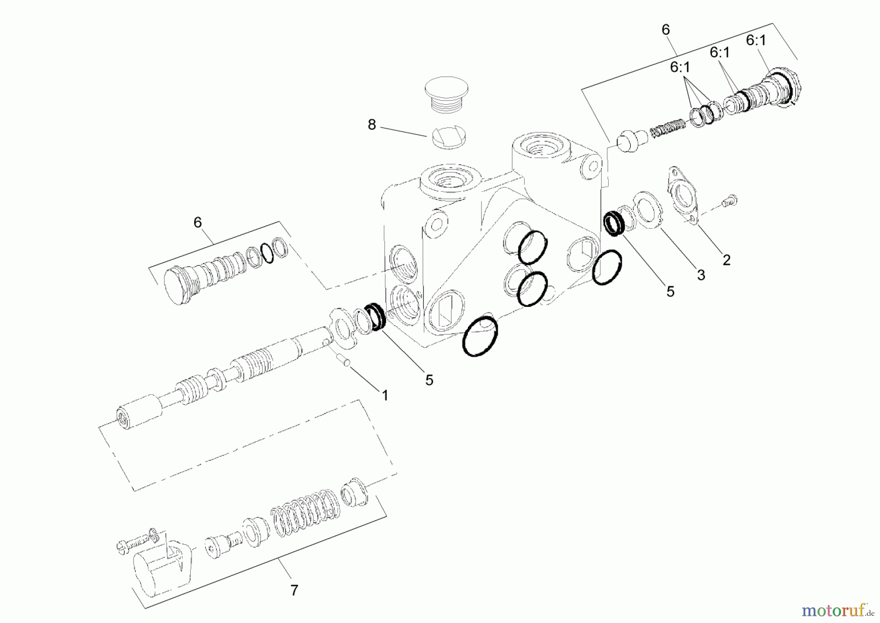  Compact Utility Attachments 23163 - Toro Backhoe, Dingo Compact Utility Loader (SN: 250000001 - 250999999) (2005) VALVE SECTION ASSEMBLY NO. 108-5697