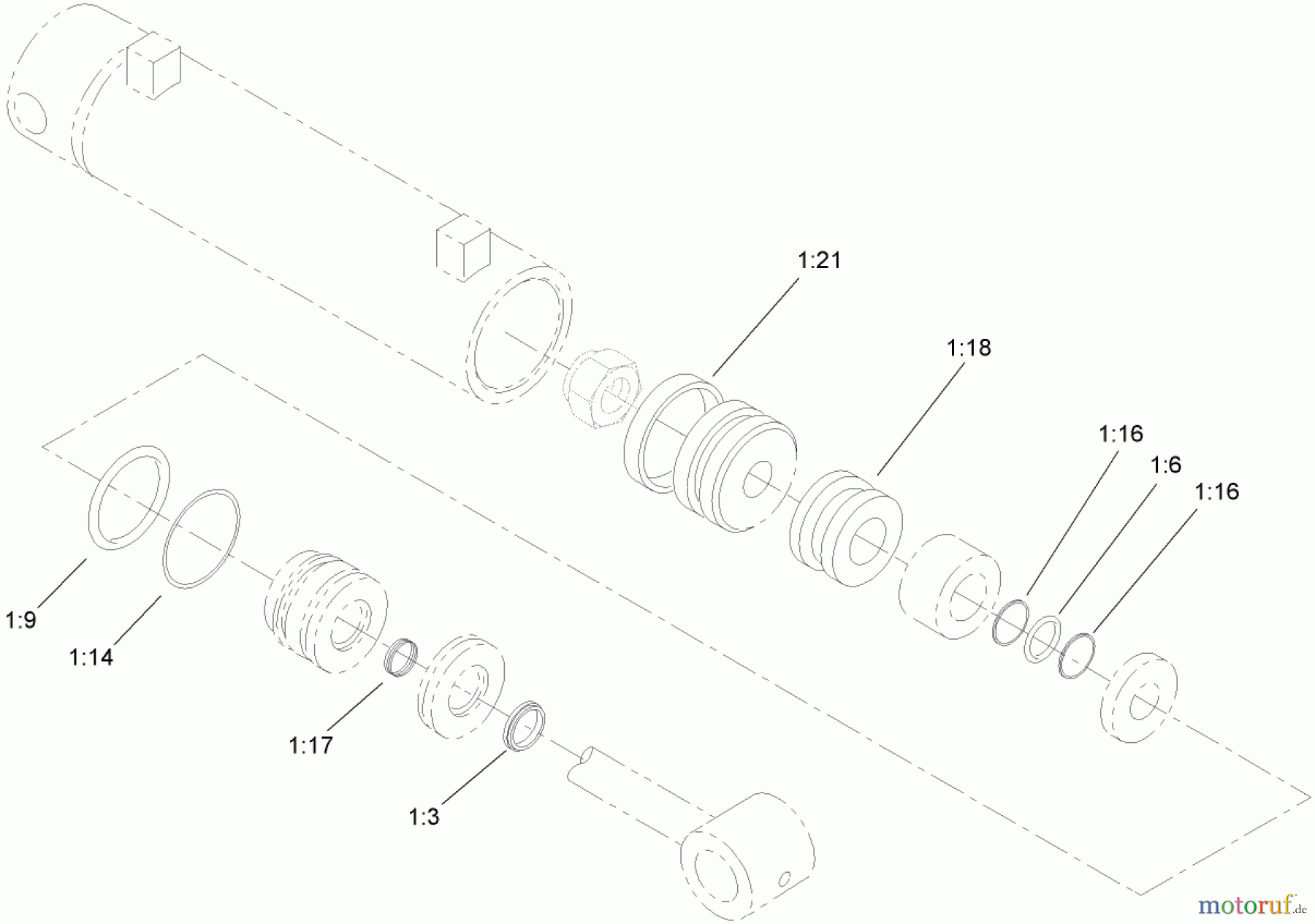  Compact Utility Attachments 23163 - Toro Backhoe, Dingo Compact Utility Loader (SN: 290000001 - 290999999) (2009) HYDRAULIC CYLINDER ASSEMBLY NO. 107-9472