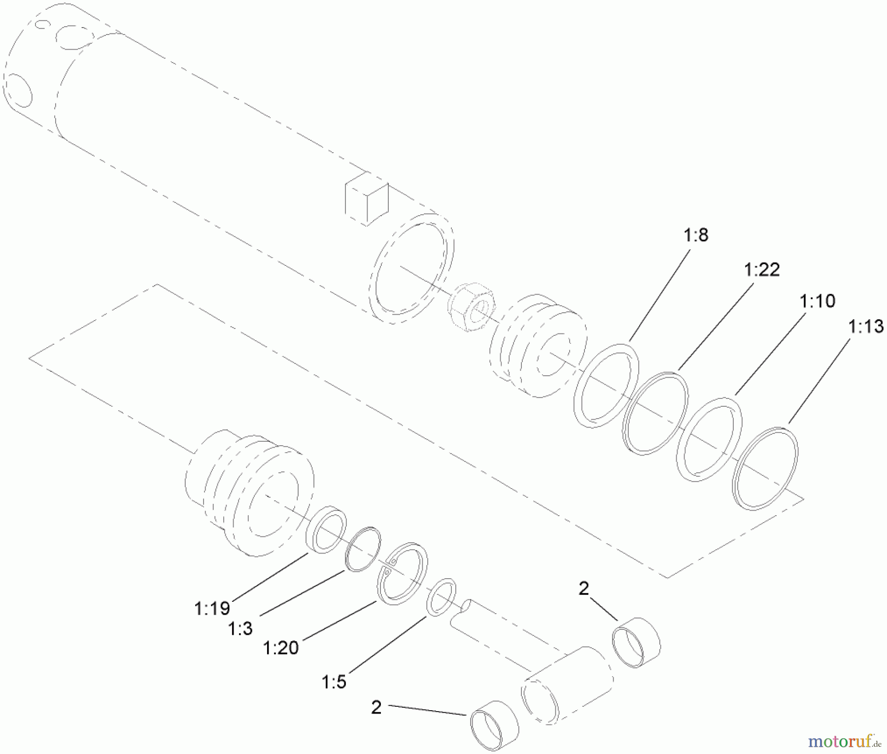  Compact Utility Attachments 23163 - Toro Backhoe, Dingo Compact Utility Loader (SN: 260000001 - 260999999) (2006) HYDRAULIC CYLINDER ASSEMBLY NO. 107-9473