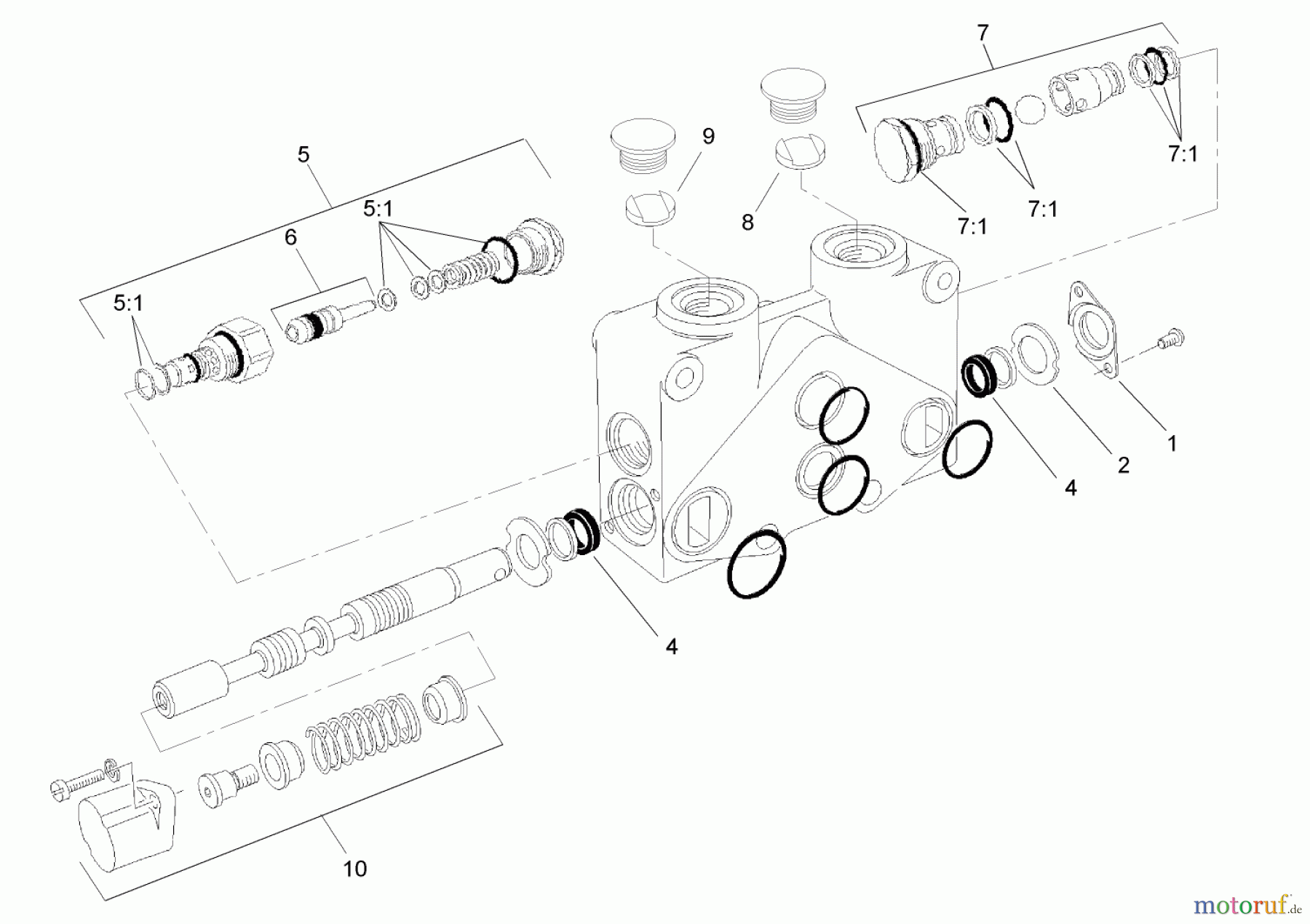  Compact Utility Attachments 23163 - Toro Backhoe, Dingo Compact Utility Loader (SN: 260000001 - 260999999) (2006) VALVE SECTION ASSEMBLY NO. 108-5696